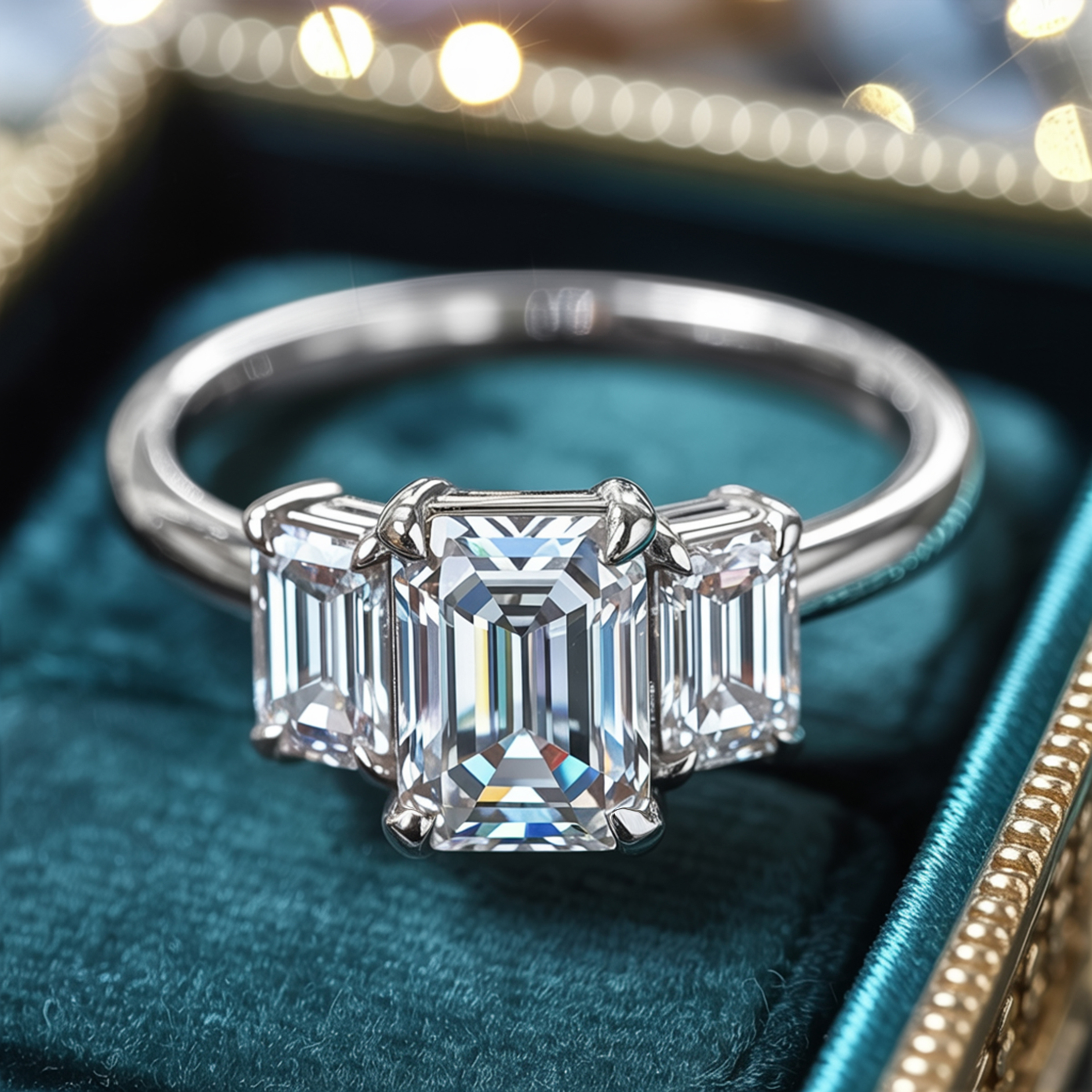 The Adelina Rae – Three-Stone Moissanite Ring