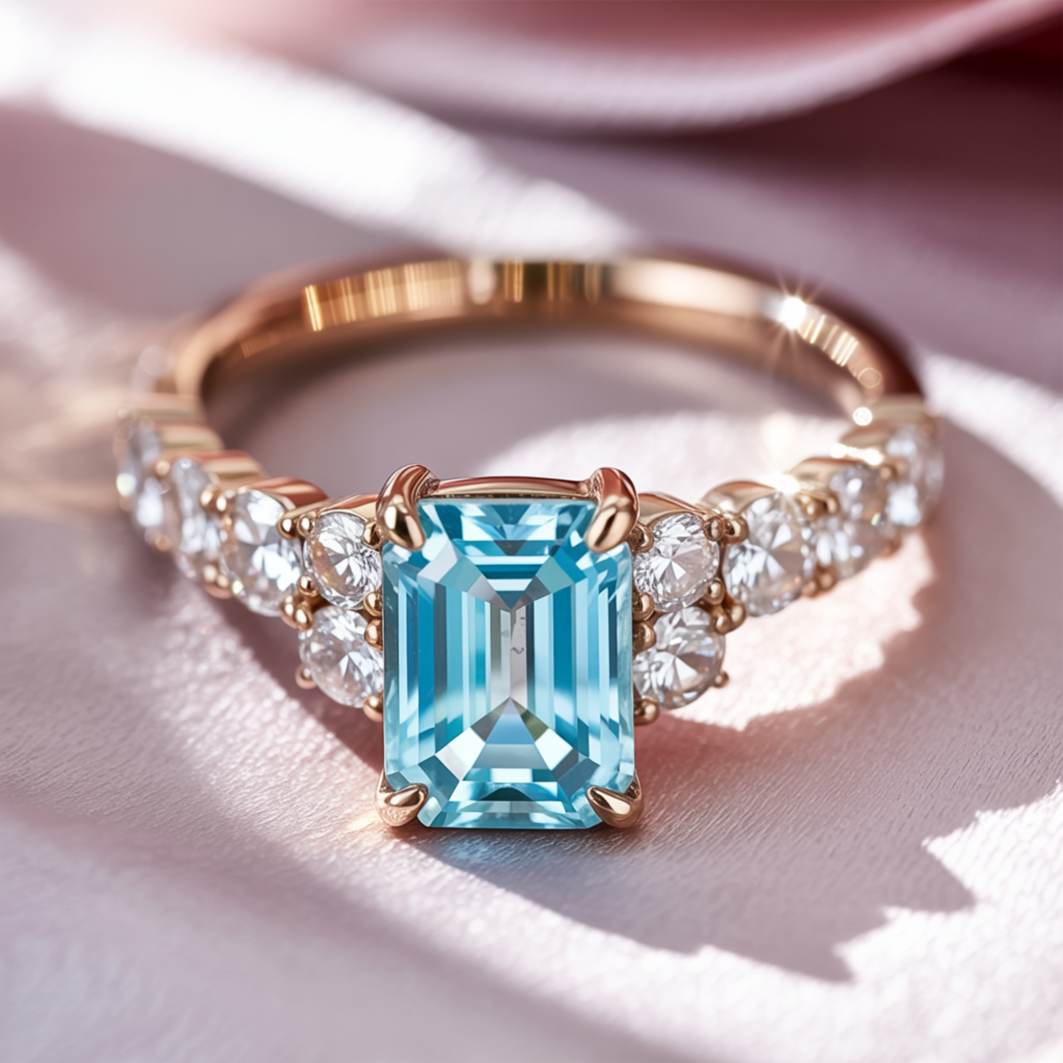 The Adelina Rae 2CT Emerald Cut Blue Moissanite Ring