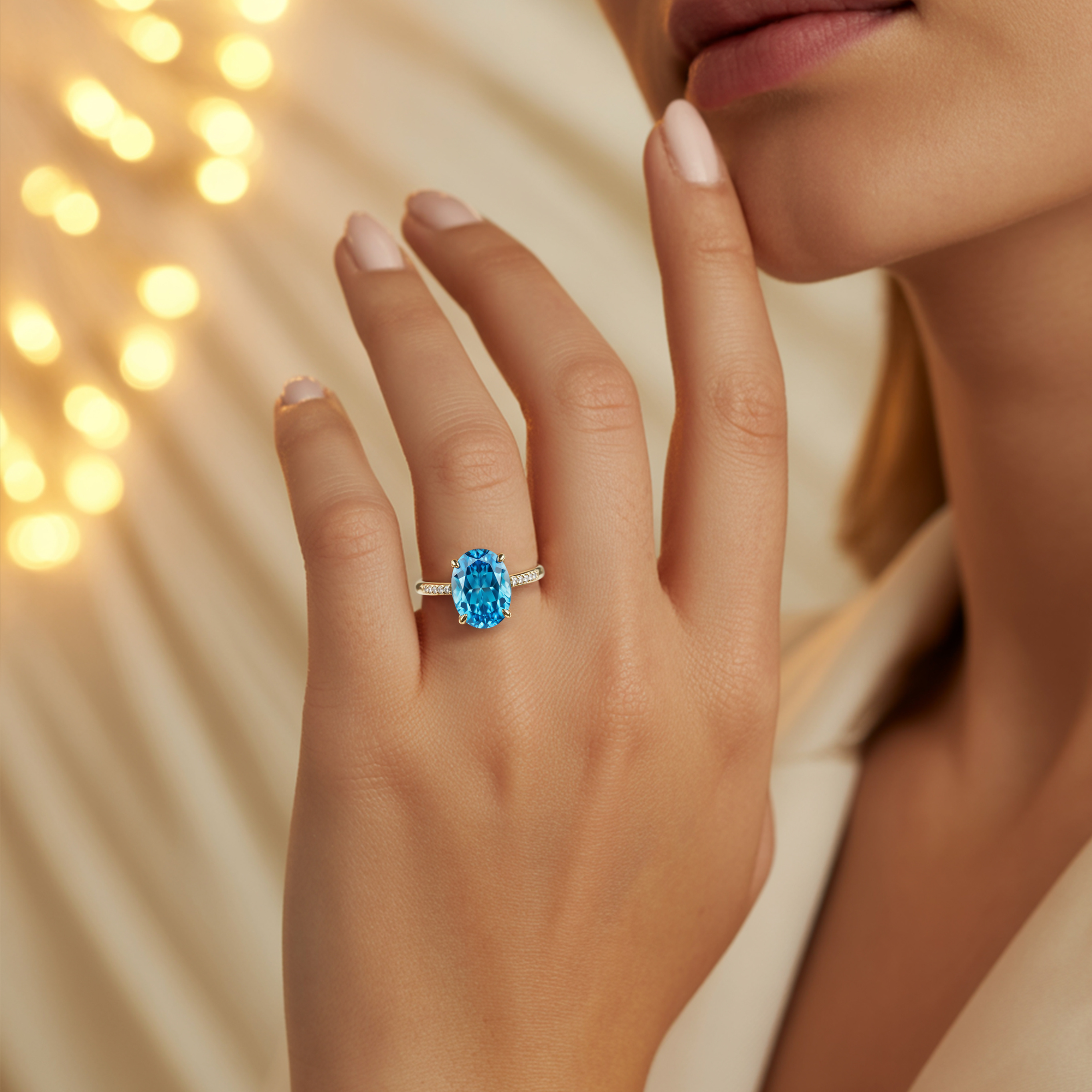 The Opaline - Blue Moissanite Ring