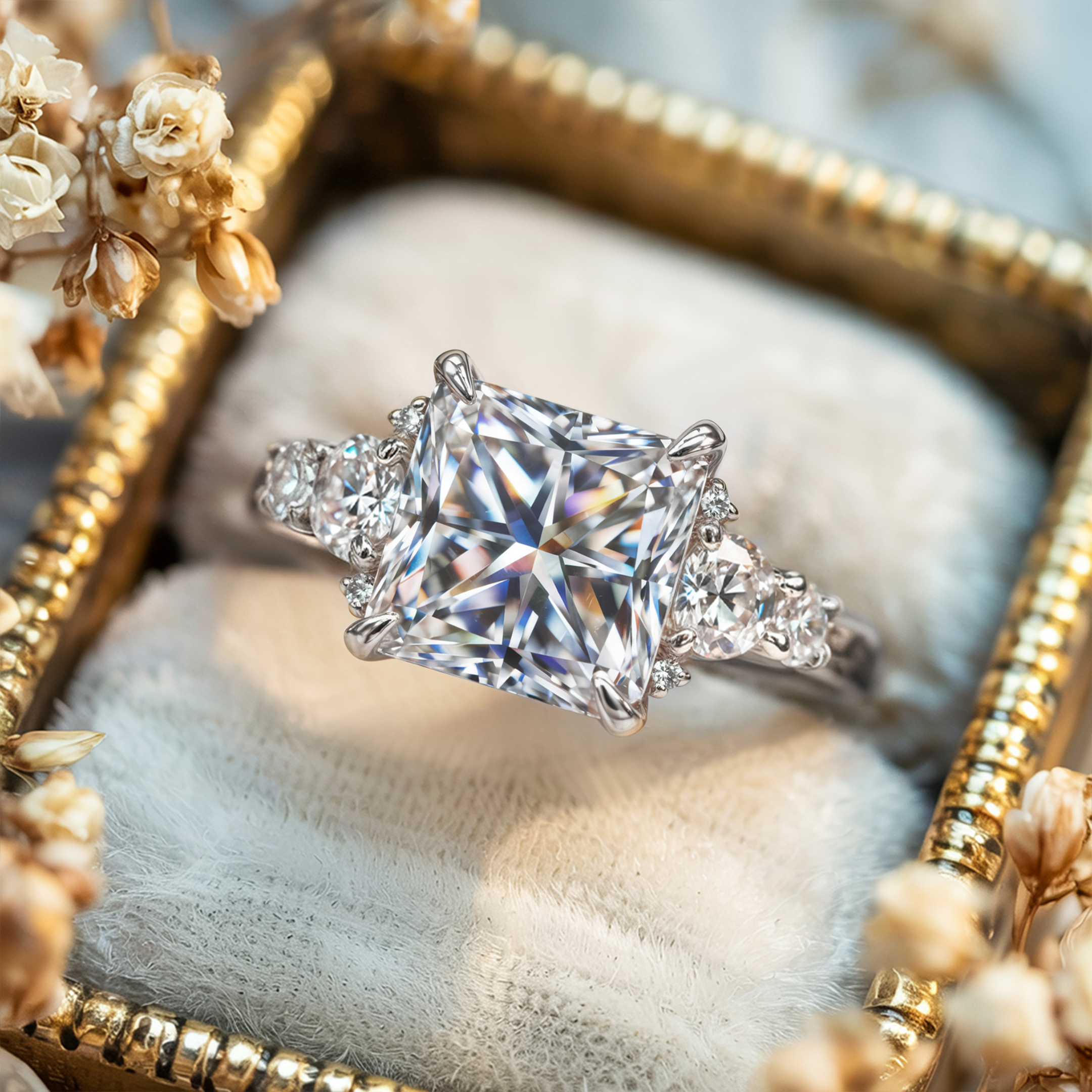 The Bella Jewel Princess Cut Moissanite Ring
