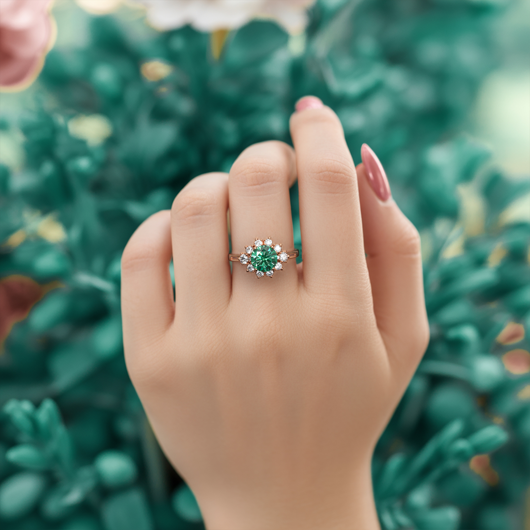 The Bethany - Emerald Green Moissanite Ring