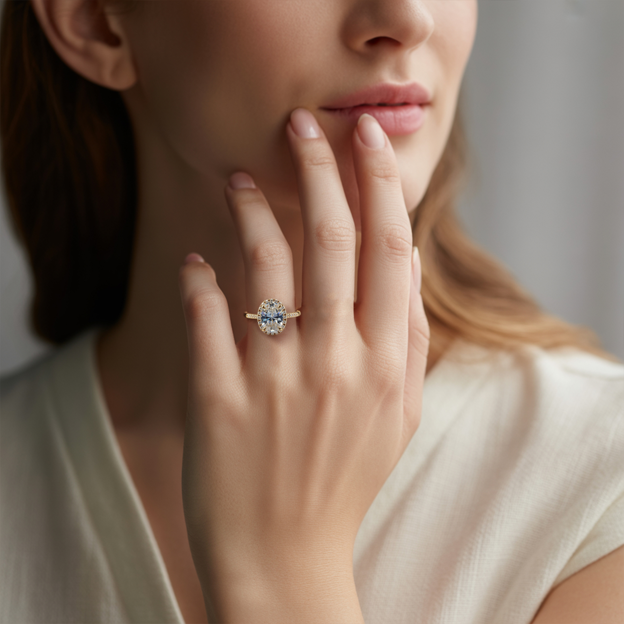 The Opaline - Halo Moissanite Ring