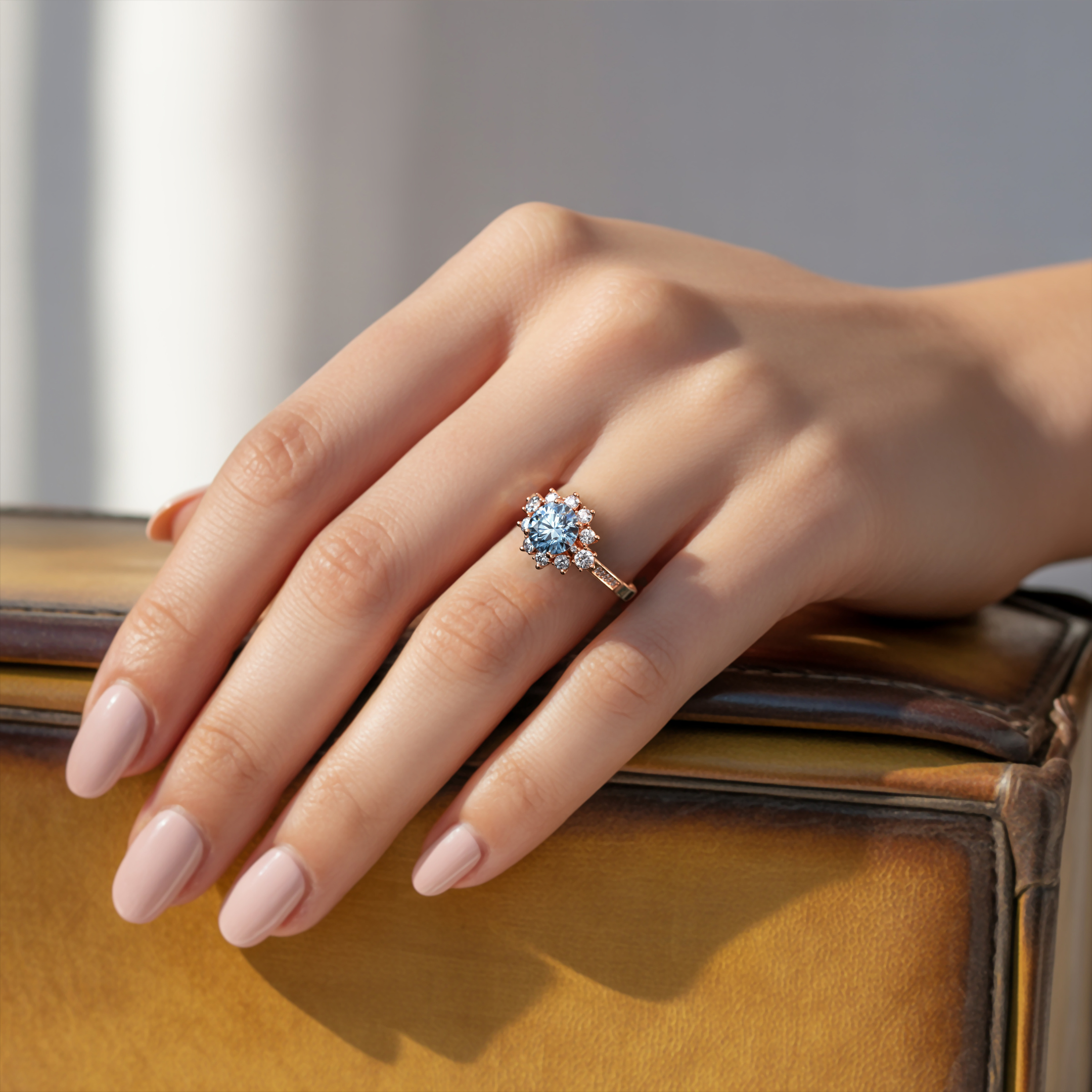 The Bethany 2CT Blue Moissanite Ring