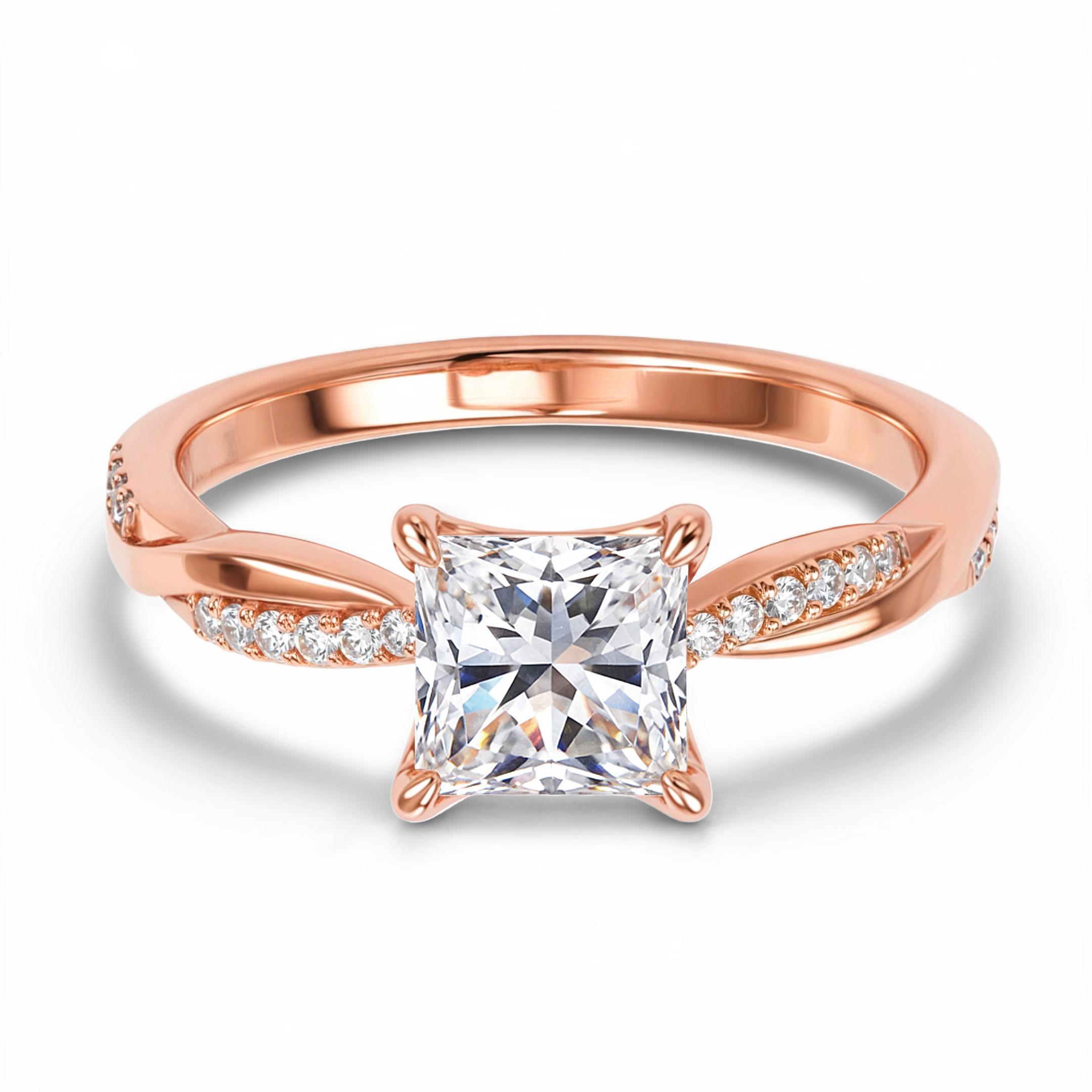 Twisted Band 1CT Princess Cut Moissanite Ring