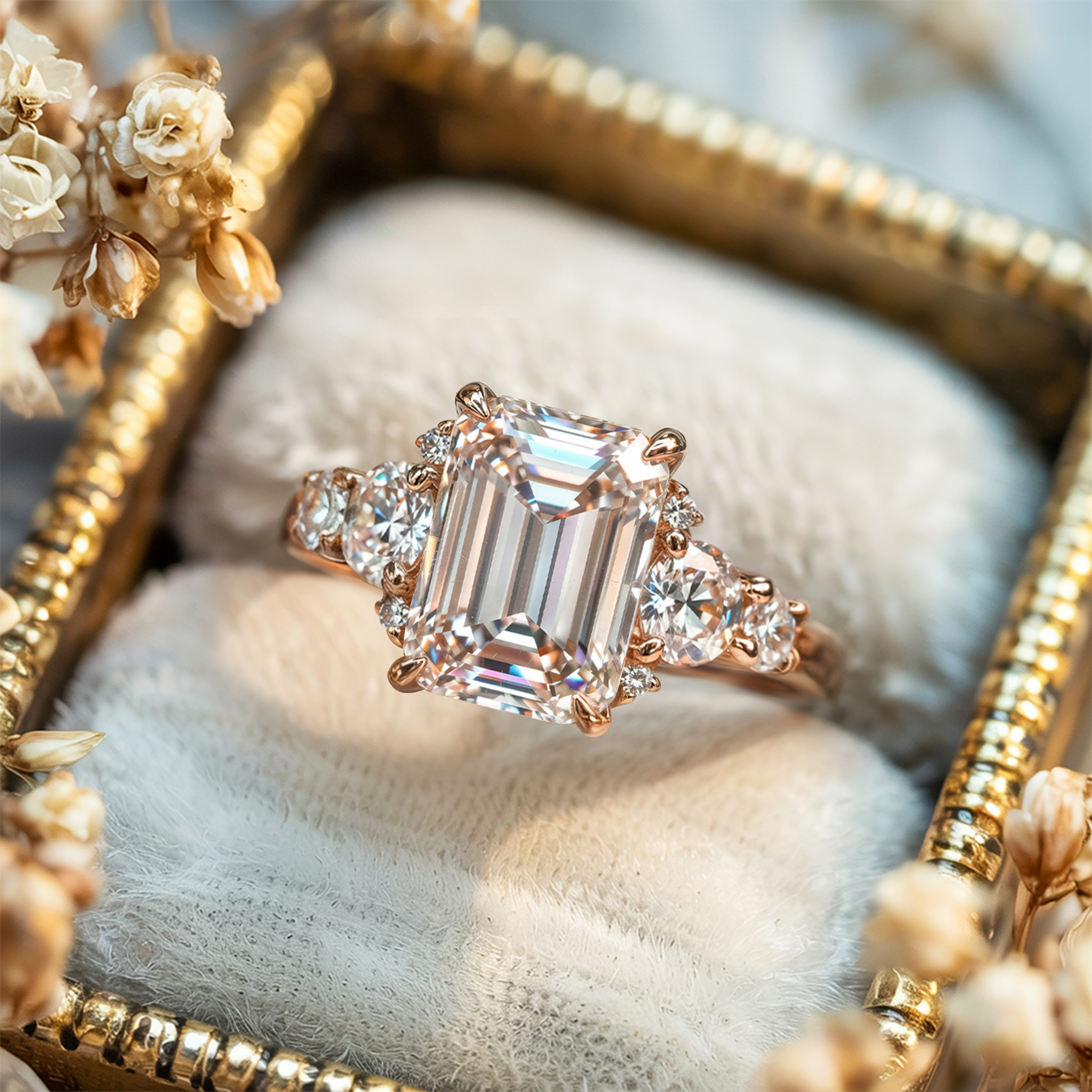 The Bella Jewel 1CT Emerald Cut Moissanite Ring