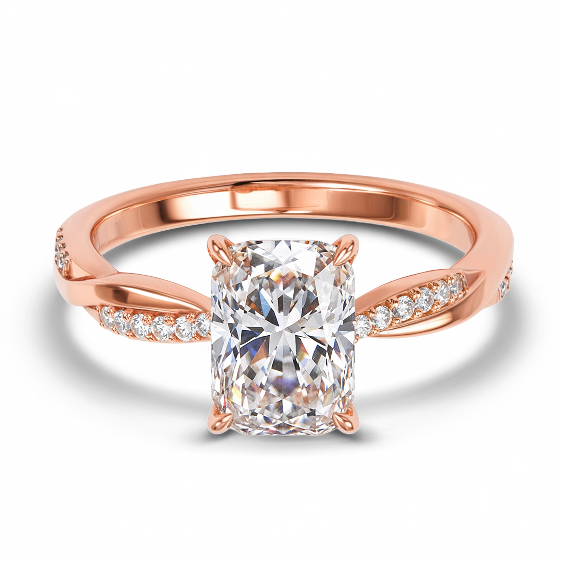 Twisted Band 1CT Radiant Cut Moissanite Ring