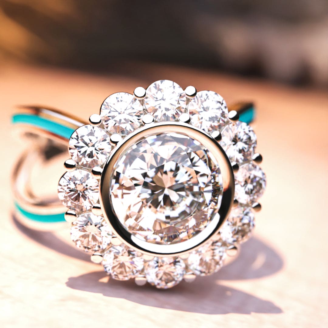 Anillo con racimo de diamantes Ocean's Bloom - Plata de ley S925