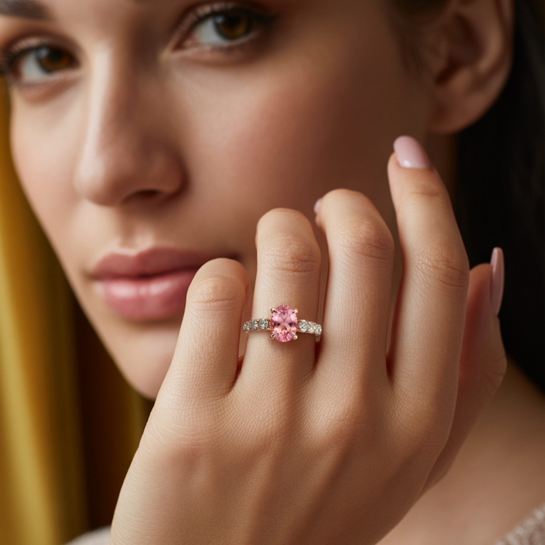 The Celestine - Pink Moissanite Ring