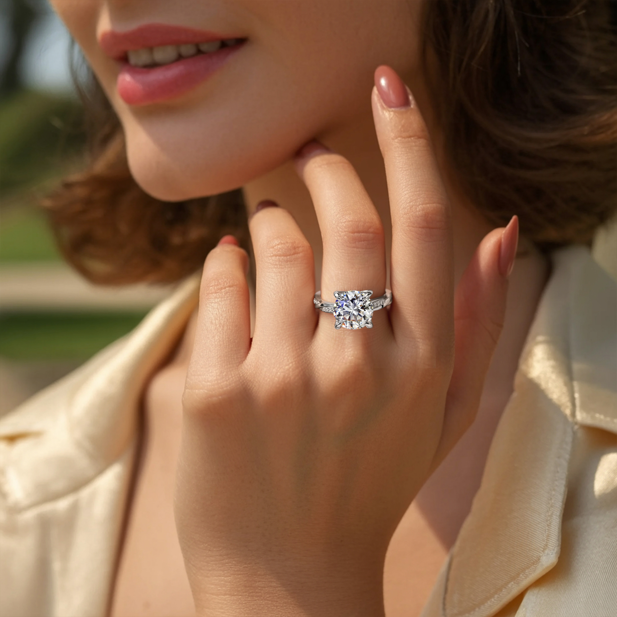 Twisted Band 5CT Round Cut Moissanite Ring