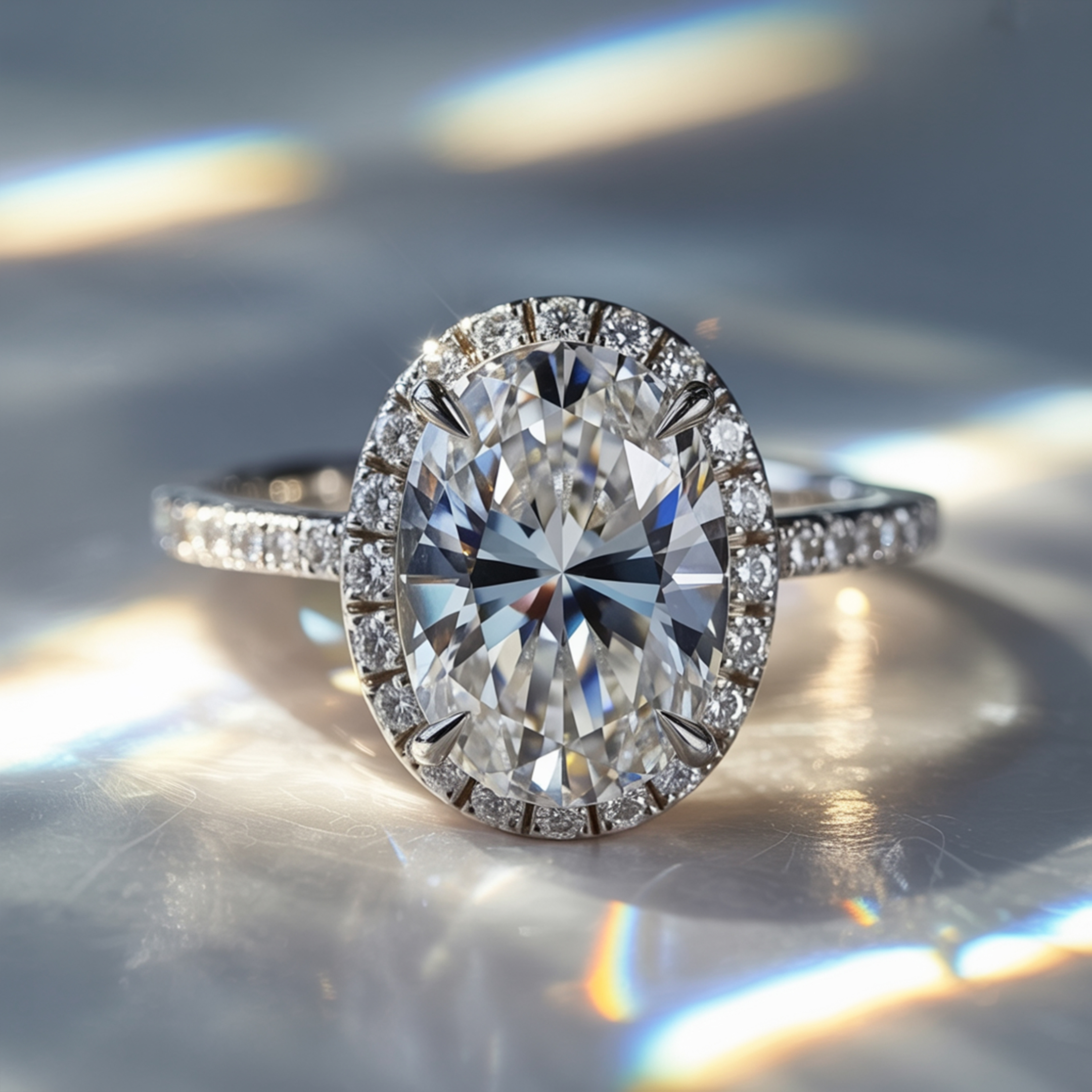 The Opaline - Halo Moissanite Ring