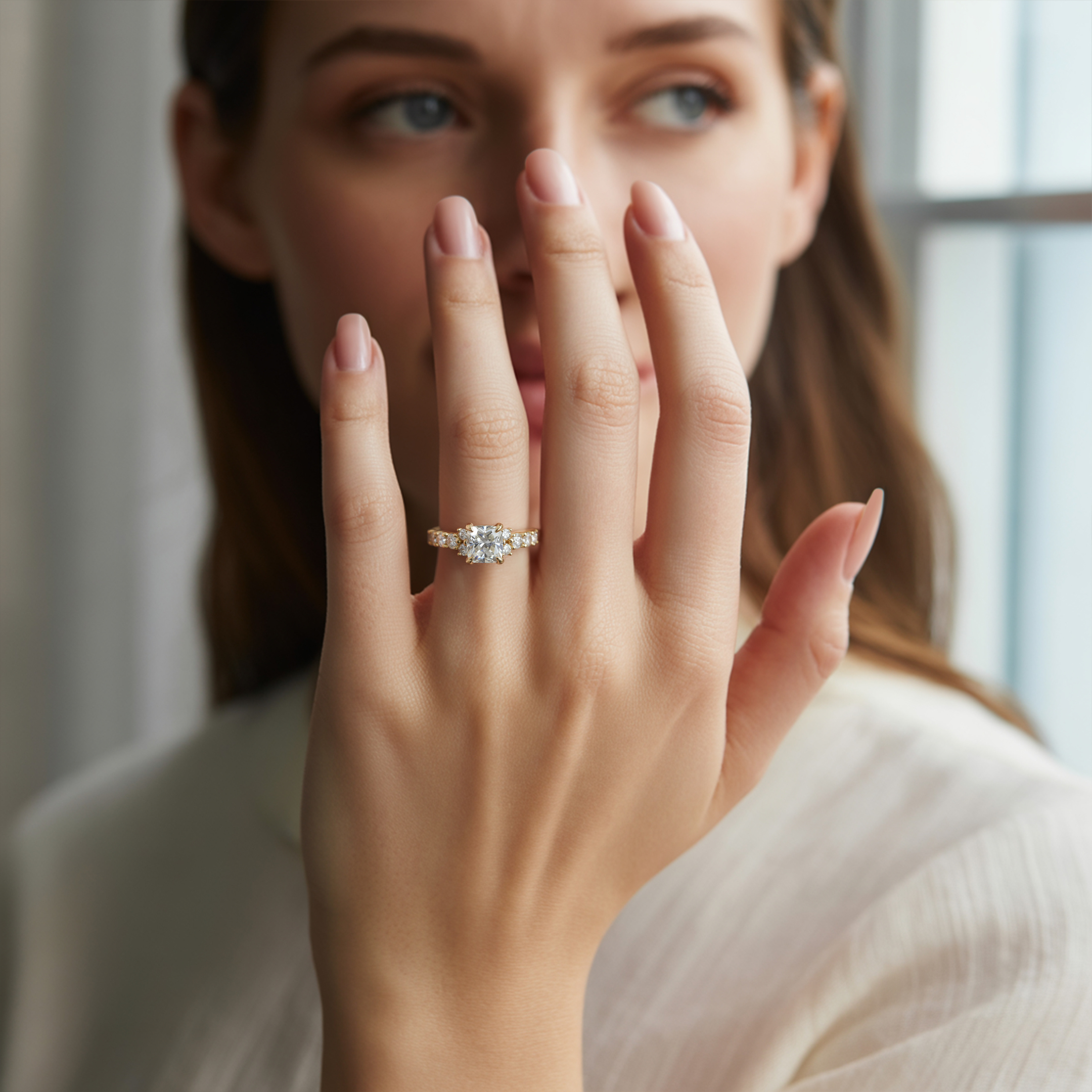 The Adelina Rae — Cushion Cut Moissanite Ring