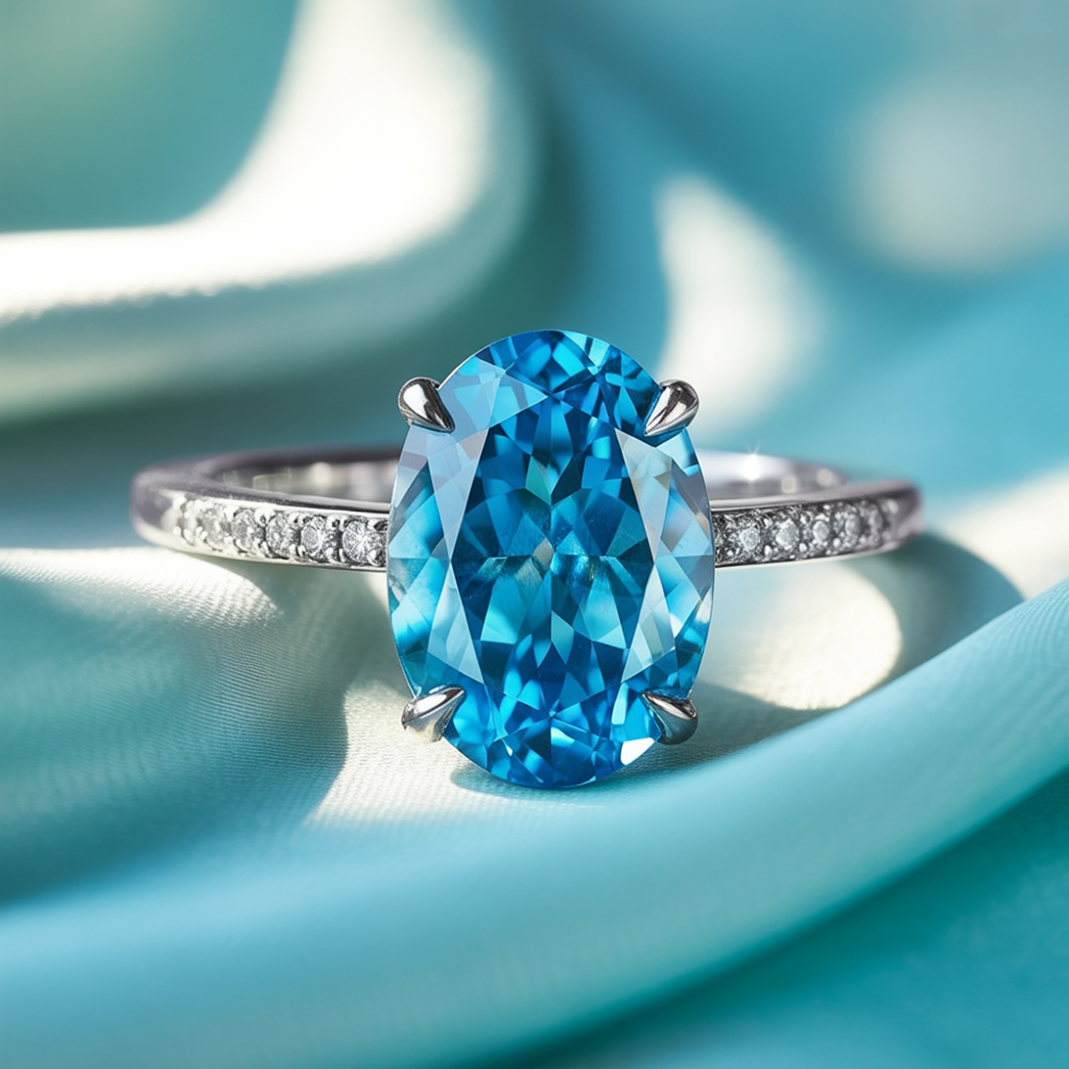 The Opaline - Blue Moissanite Ring