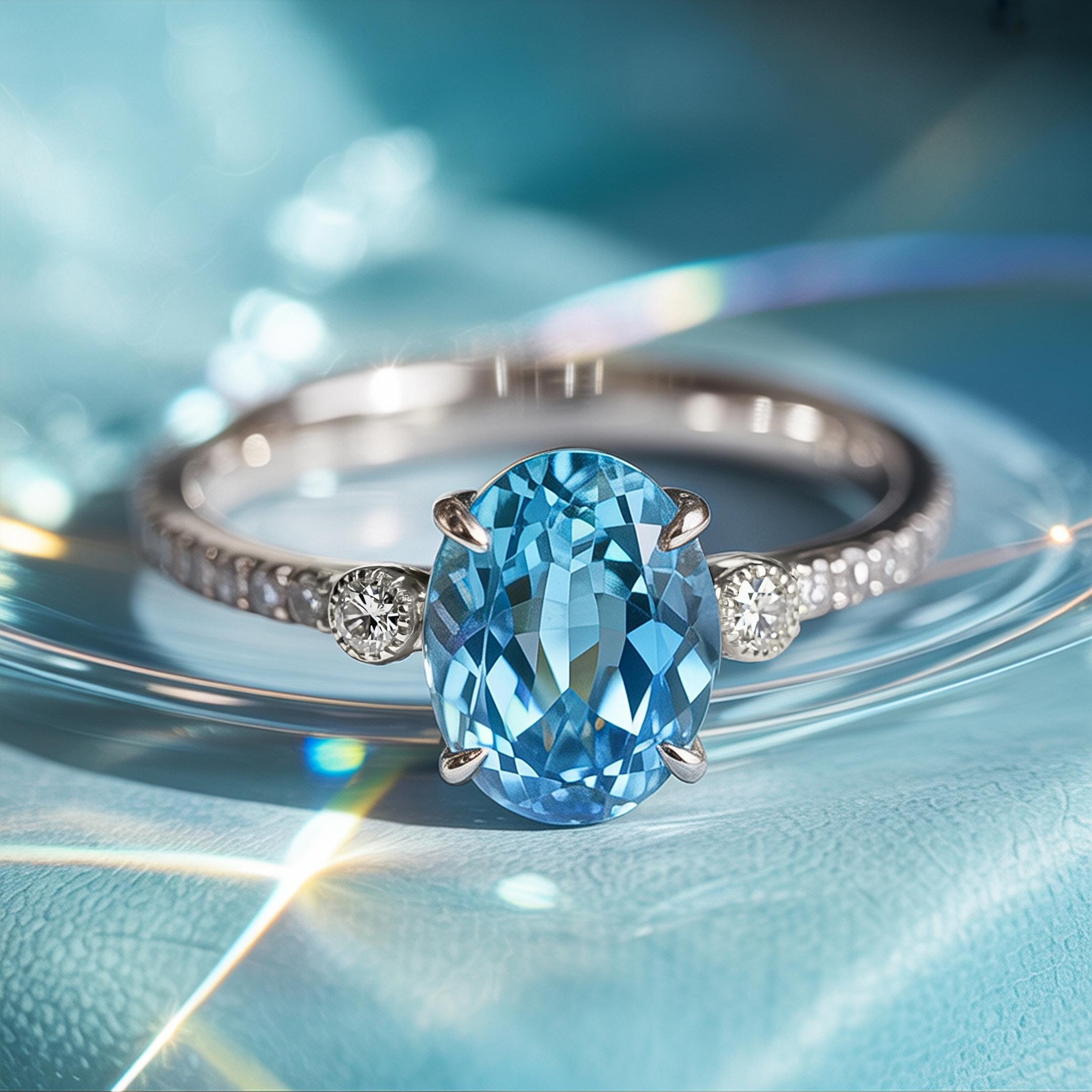 The Luna - Blue Moissanite Ring