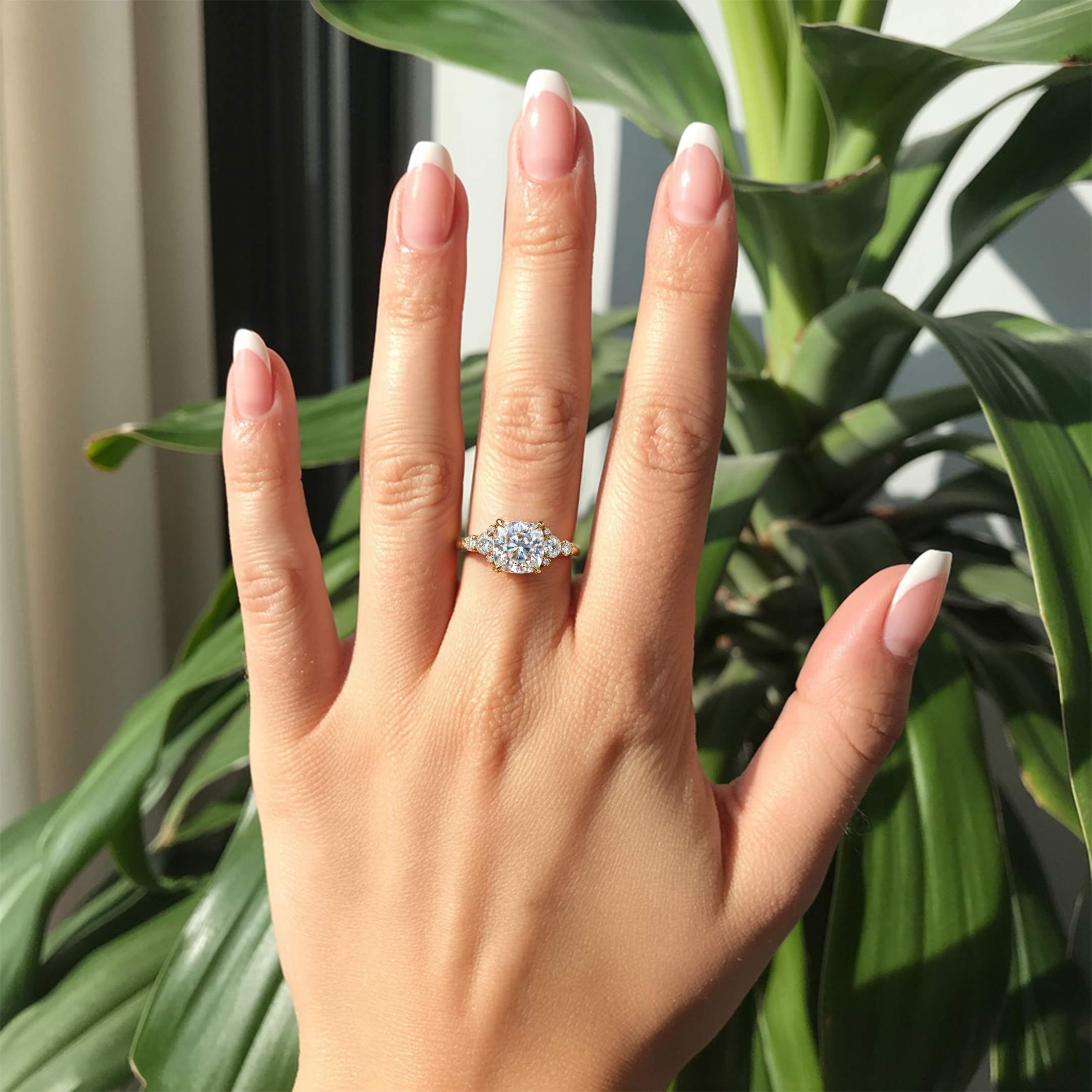 The Bella Jewel Cushion Cut Moissanite Ring