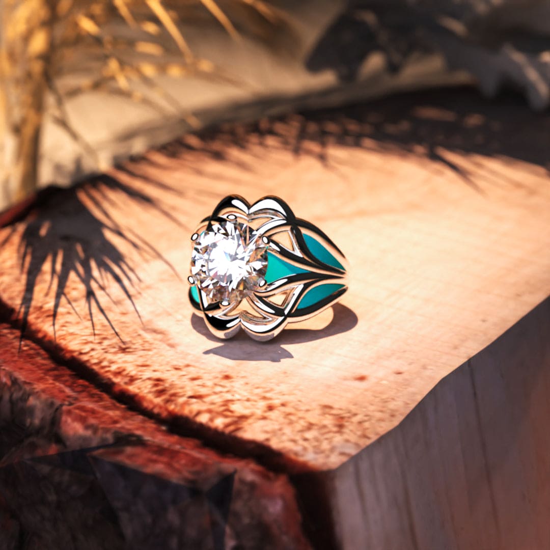The Ocean Star: anillo de diamantes éticos - Plata de ley S925