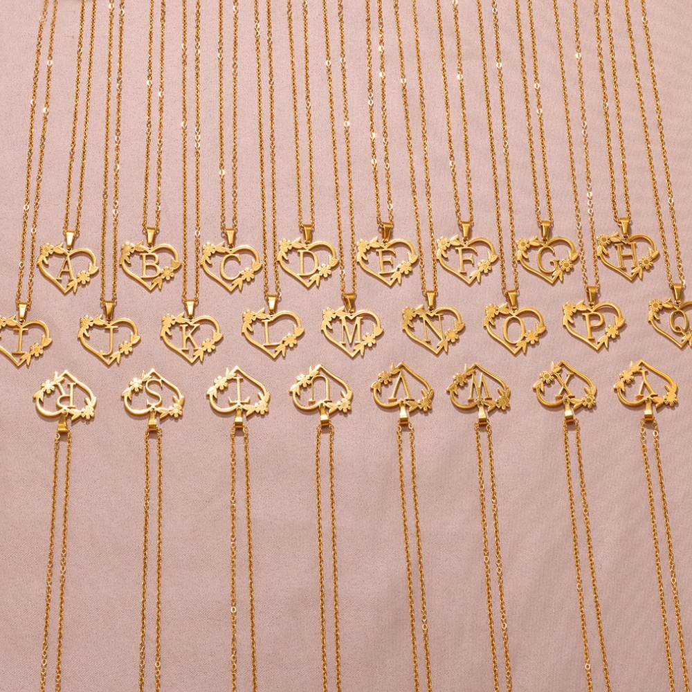 Gold Custom Initial Heart Necklace