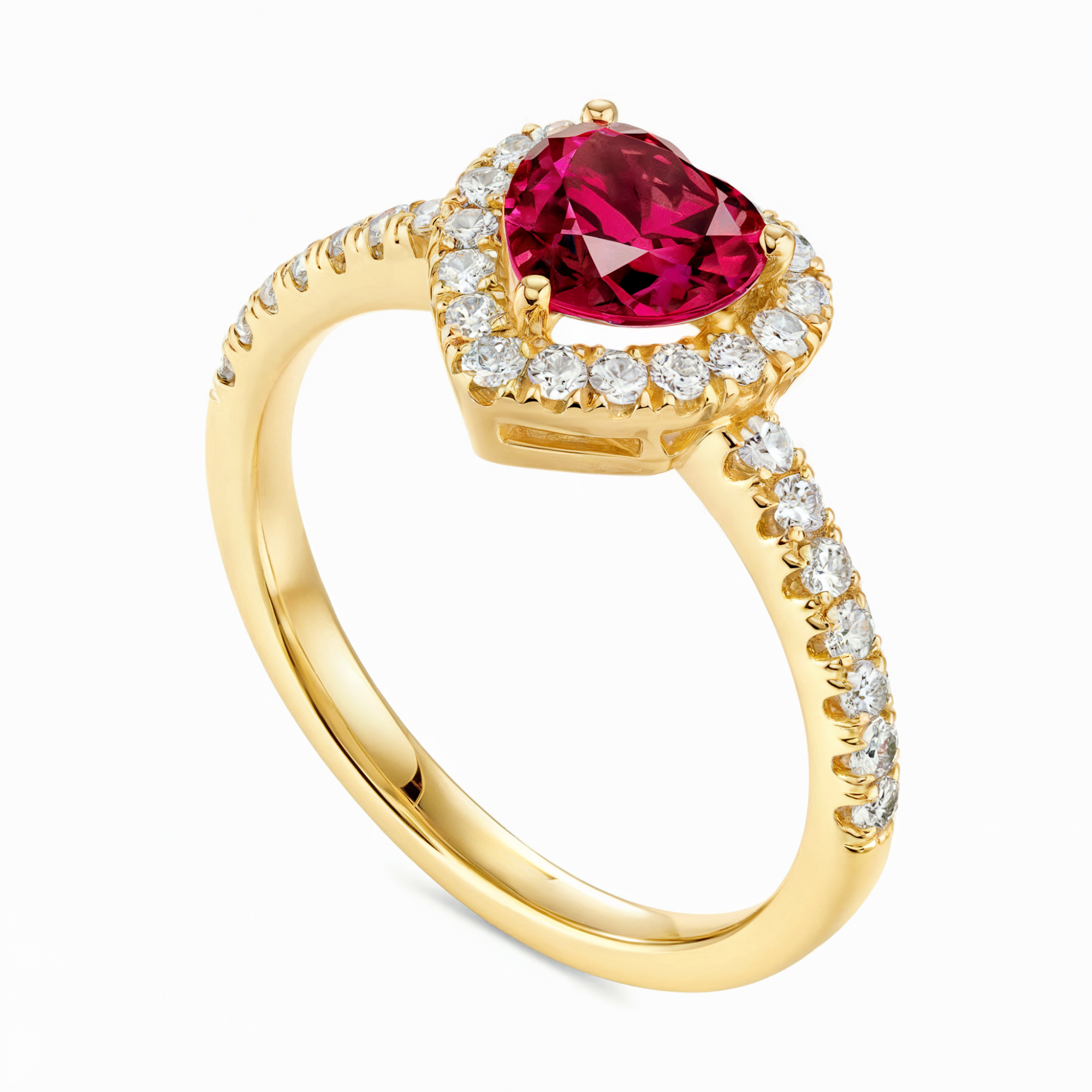 Gold Halo Heart Engagement Ring