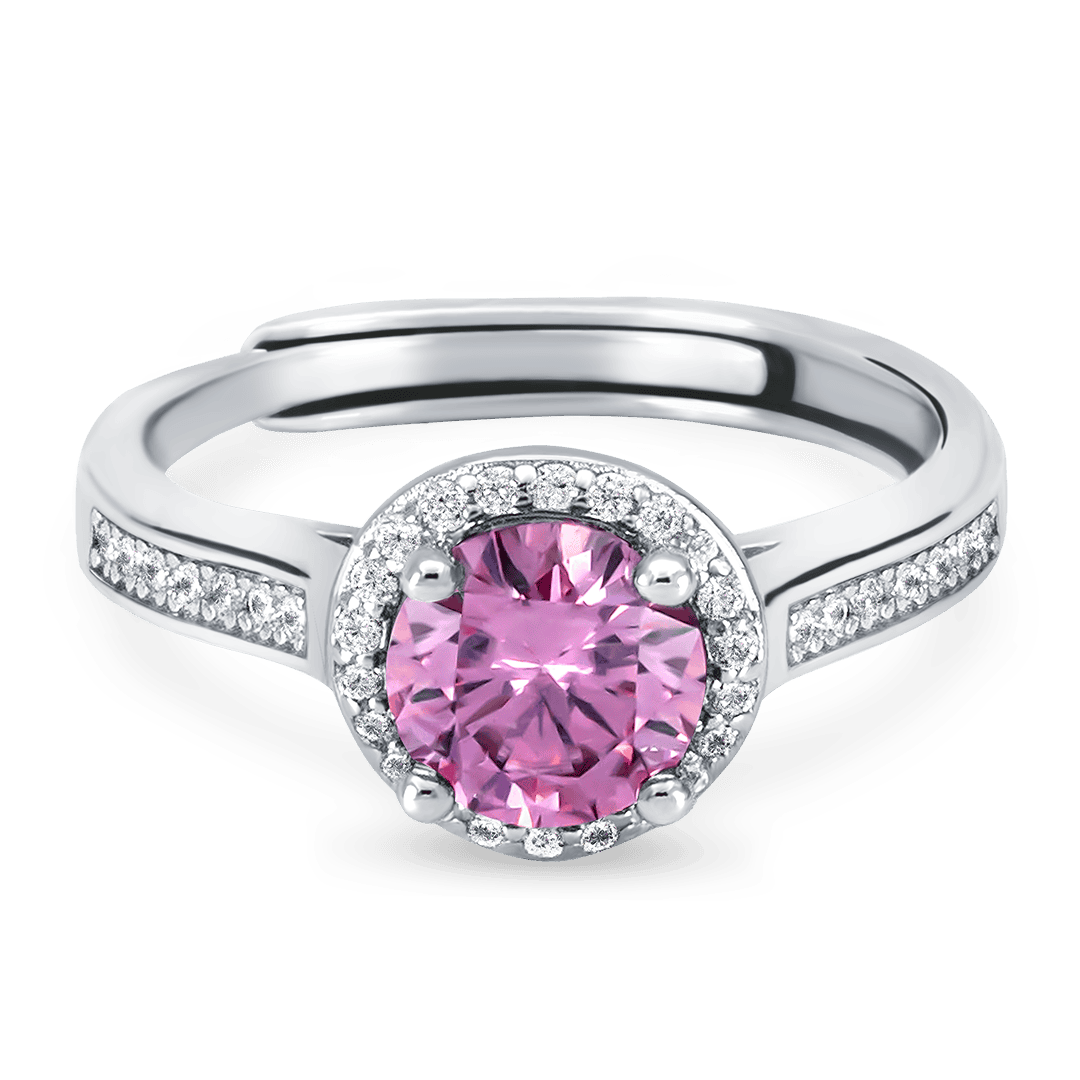 The Venus: Round-Cut Pink Moissanite Ring - S925 Sterling Silver