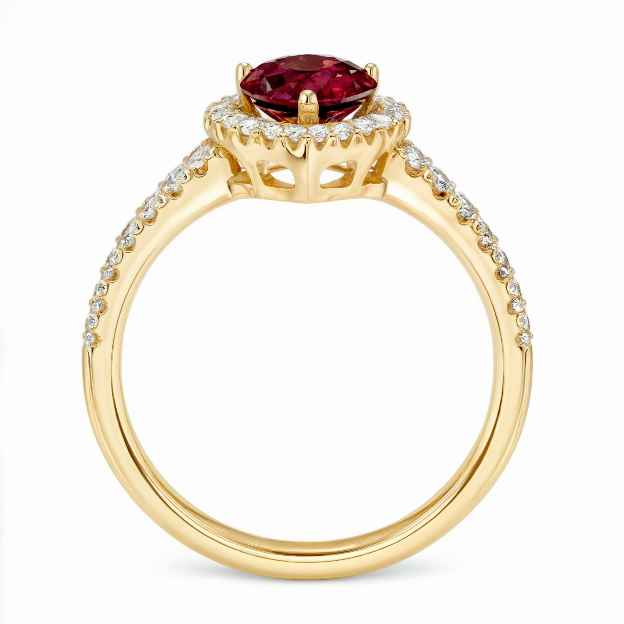 Gold Halo Heart Engagement Ring
