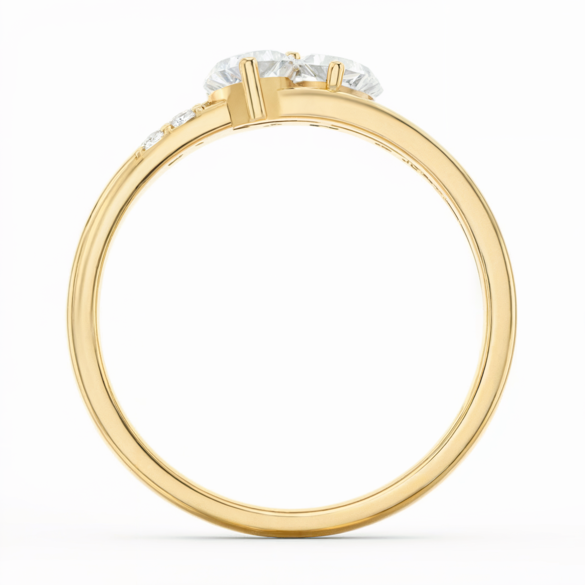 Anillo de promesa de doble corazón grabado en plata