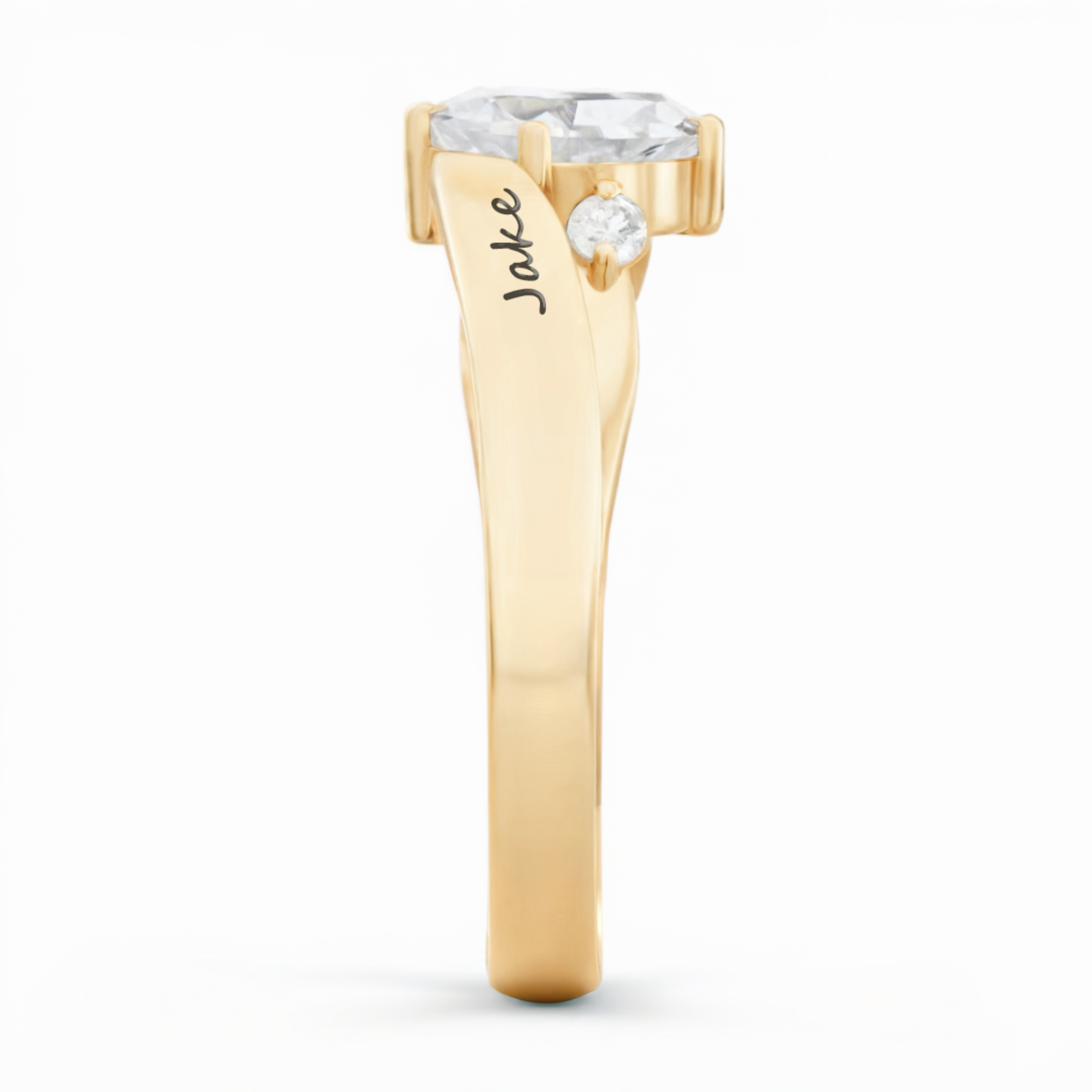 Anillo de promesa de doble corazón grabado en plata