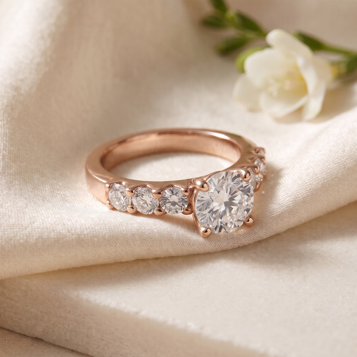 2CT Round Cut Eternity Moissanite Ring — Rose Gold hero