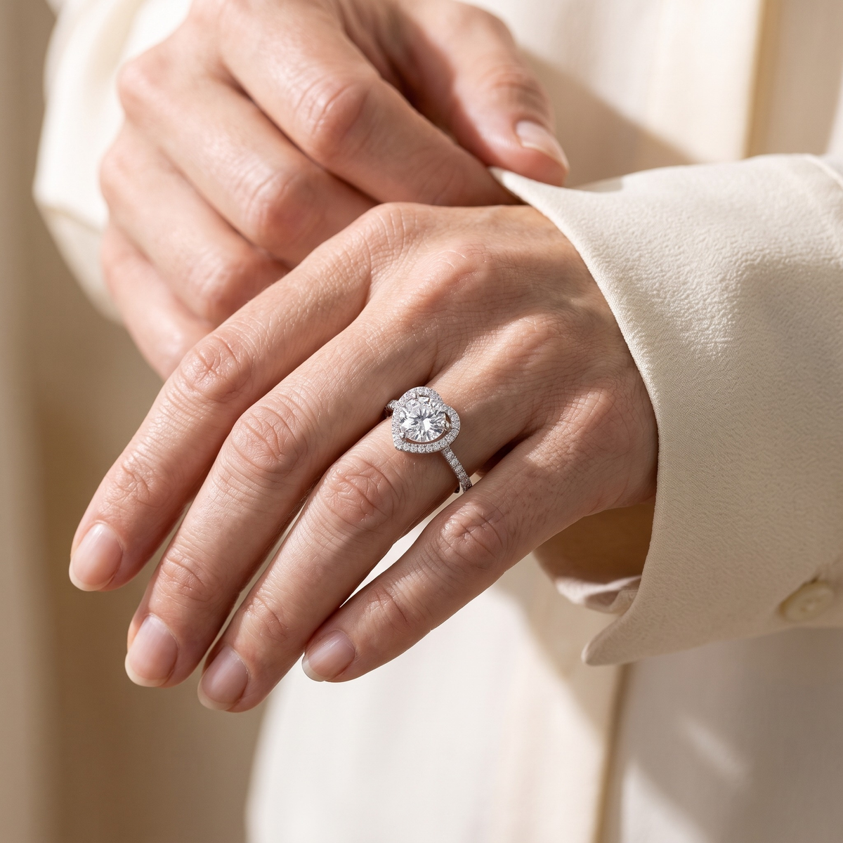 The Heartfelt Heart Ring — Silver model detail - no face