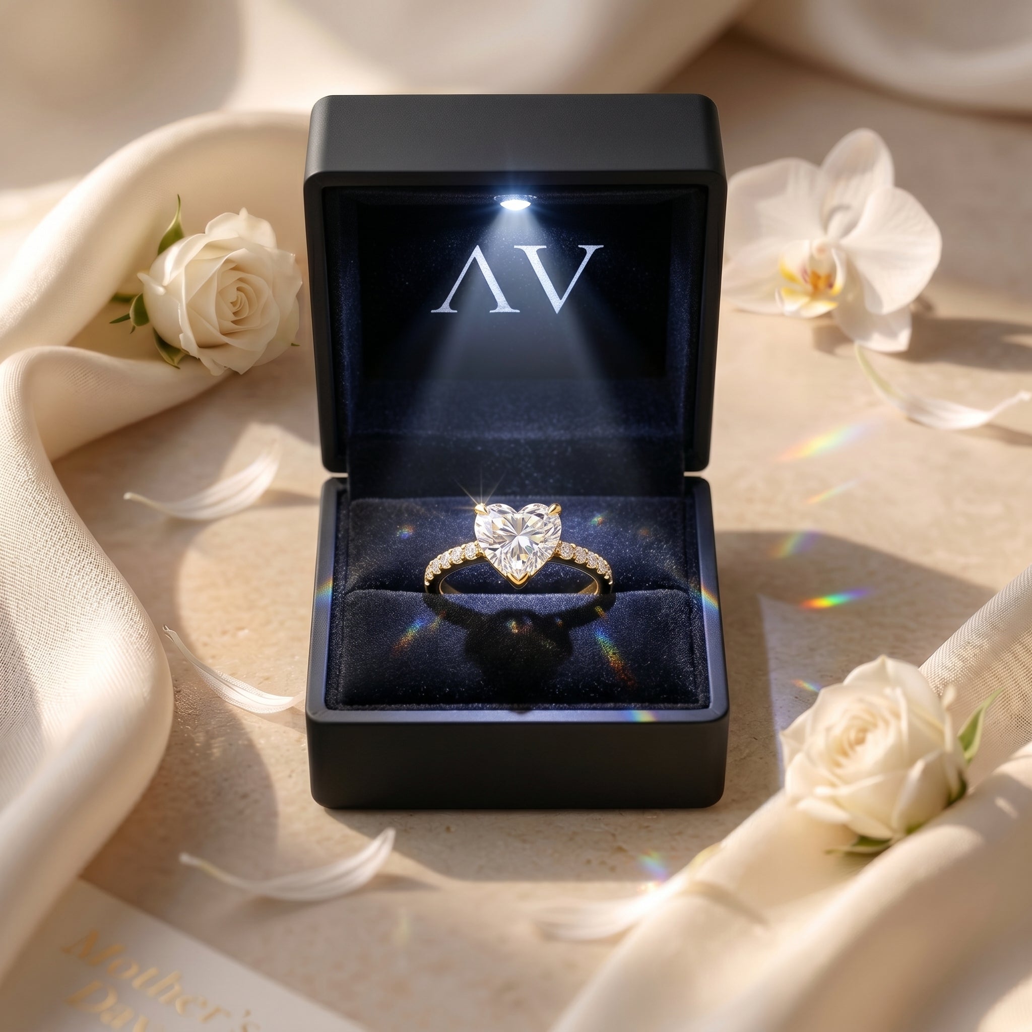 AI0009-HEA-1.5CT-PAVE-SOLIT - Premium LED Gift Box Presentation