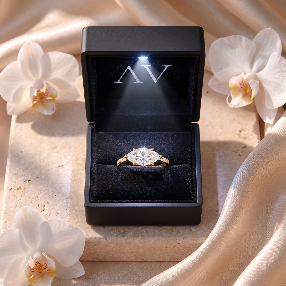 AI0009-MAR-2CT-PAVE-EW - Premium LED Gift Box Presentation