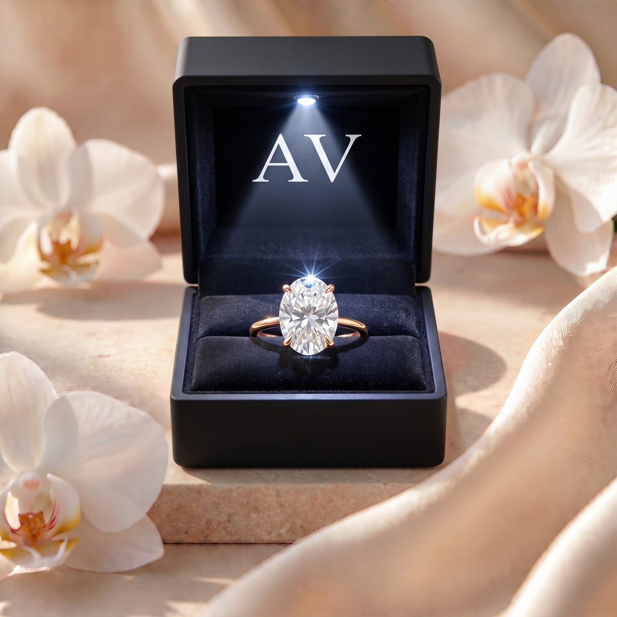 AI0009-OVA-3CT-PLAIN-SOLIT - Premium LED Gift Box Presentation
