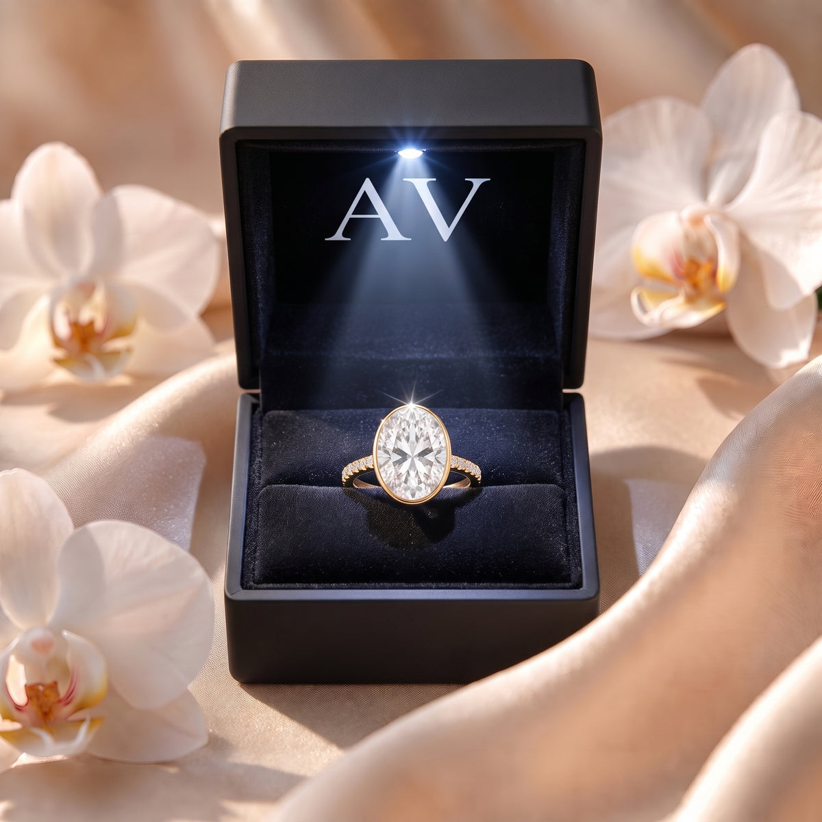 AI0009-OVA-4.5CT-PAVE-BEZEL - Premium LED Gift Box Presentation