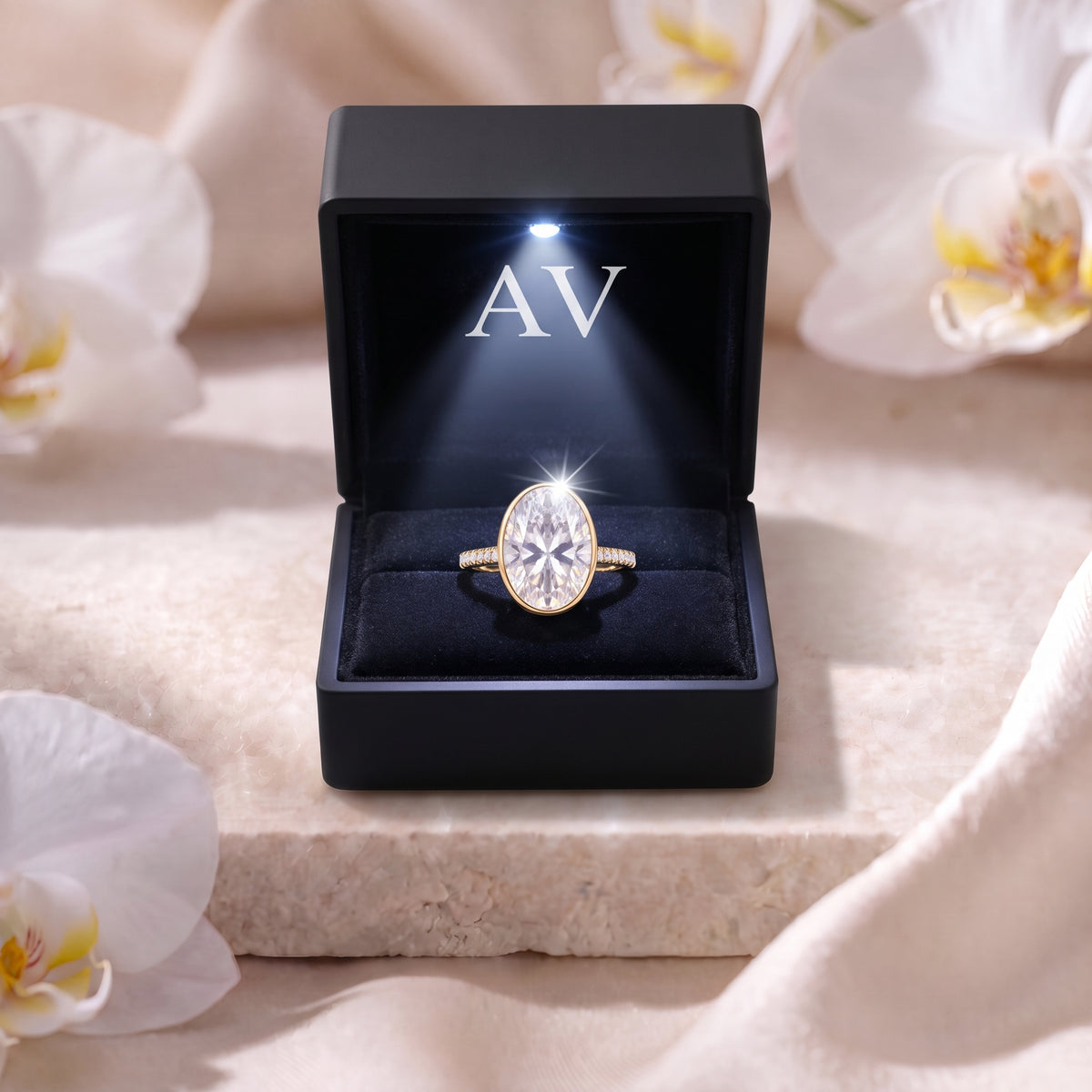 AI0009-OVA-5CT-PAVE-BEZEL - Premium LED Gift Box Presentation