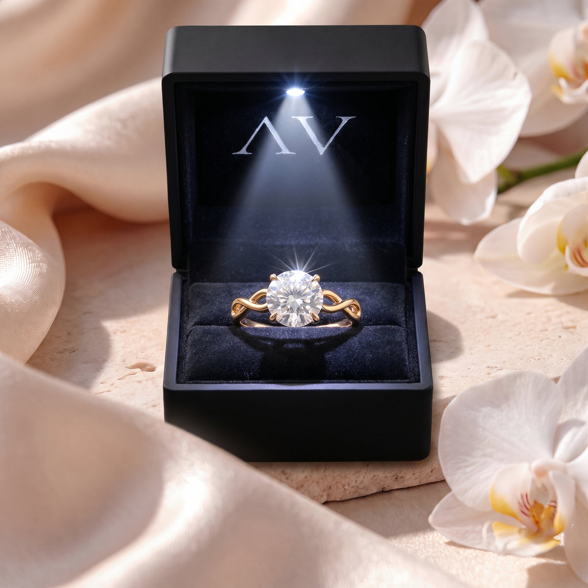 AI0009-ROU-2CT-TWIST-SOLIT - Premium LED Gift Box Presentation
