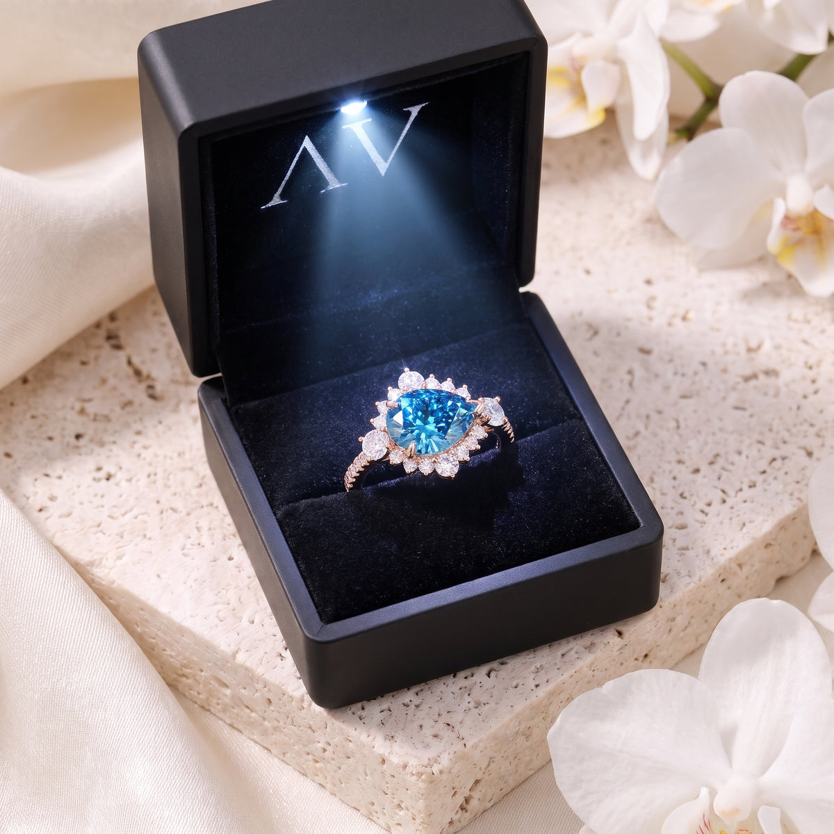 AI0010-PEA-1.5CT-PAVE-EW - Premium LED Gift Box Presentation