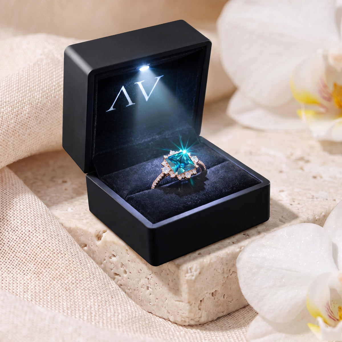 AI0010-PRI-1.5CT-PAVE-SOLIT - Premium LED Gift Box Presentation
