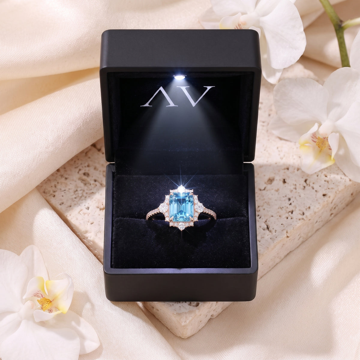AI0010-RAD-1CT-PAVE-SOLIT - Premium LED Gift Box Presentation