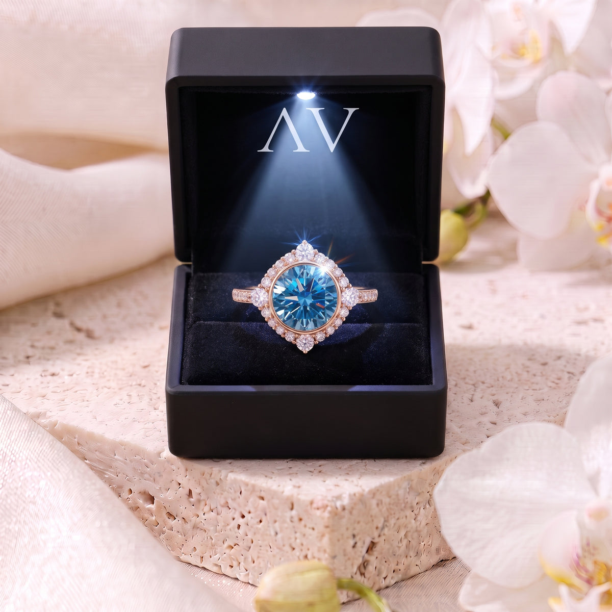 AI0010-ROU-4CT-PAVE-BEZEL - Premium LED Gift Box Presentation