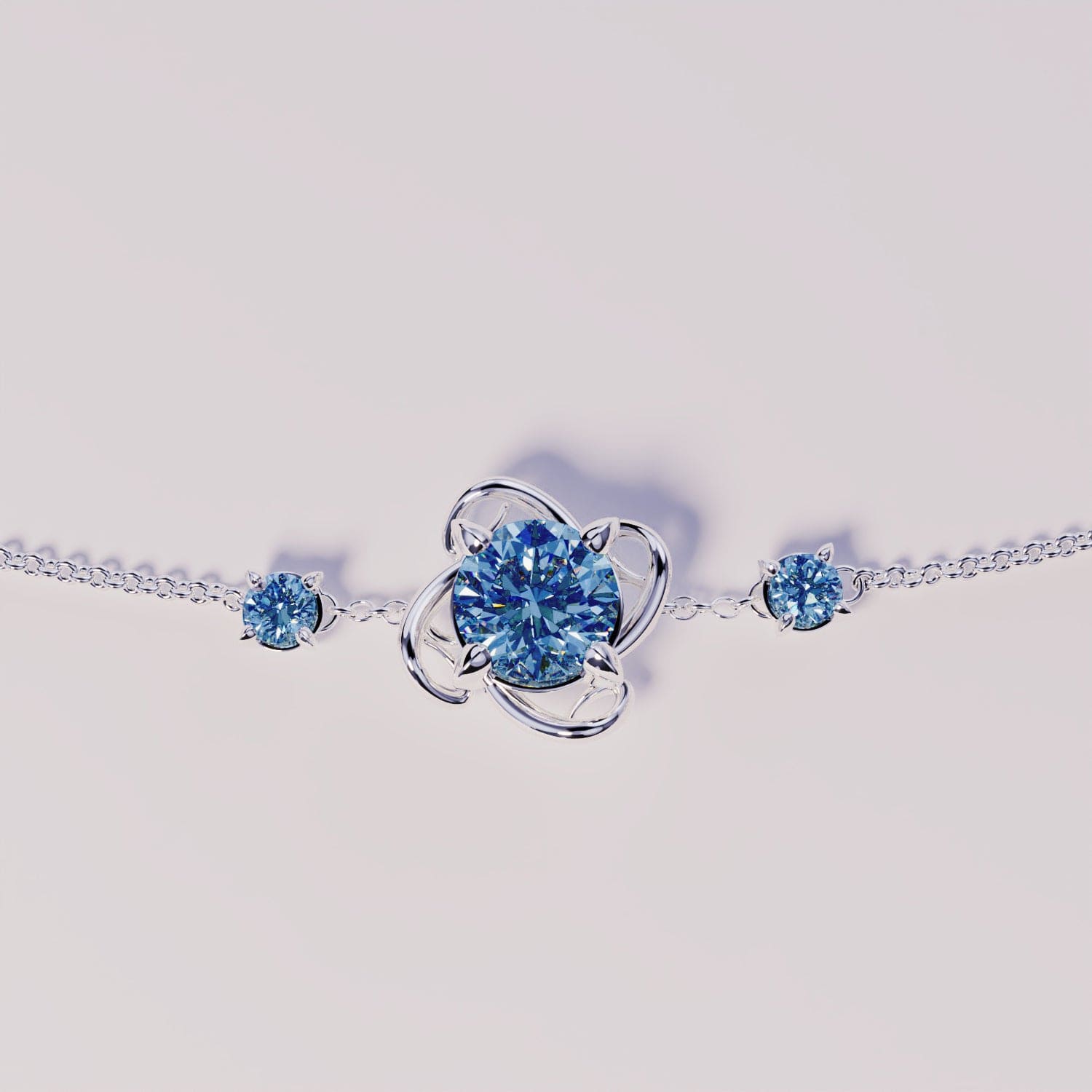 March Aquamarine Birthstone Bracelet - S925 Sterling Silver