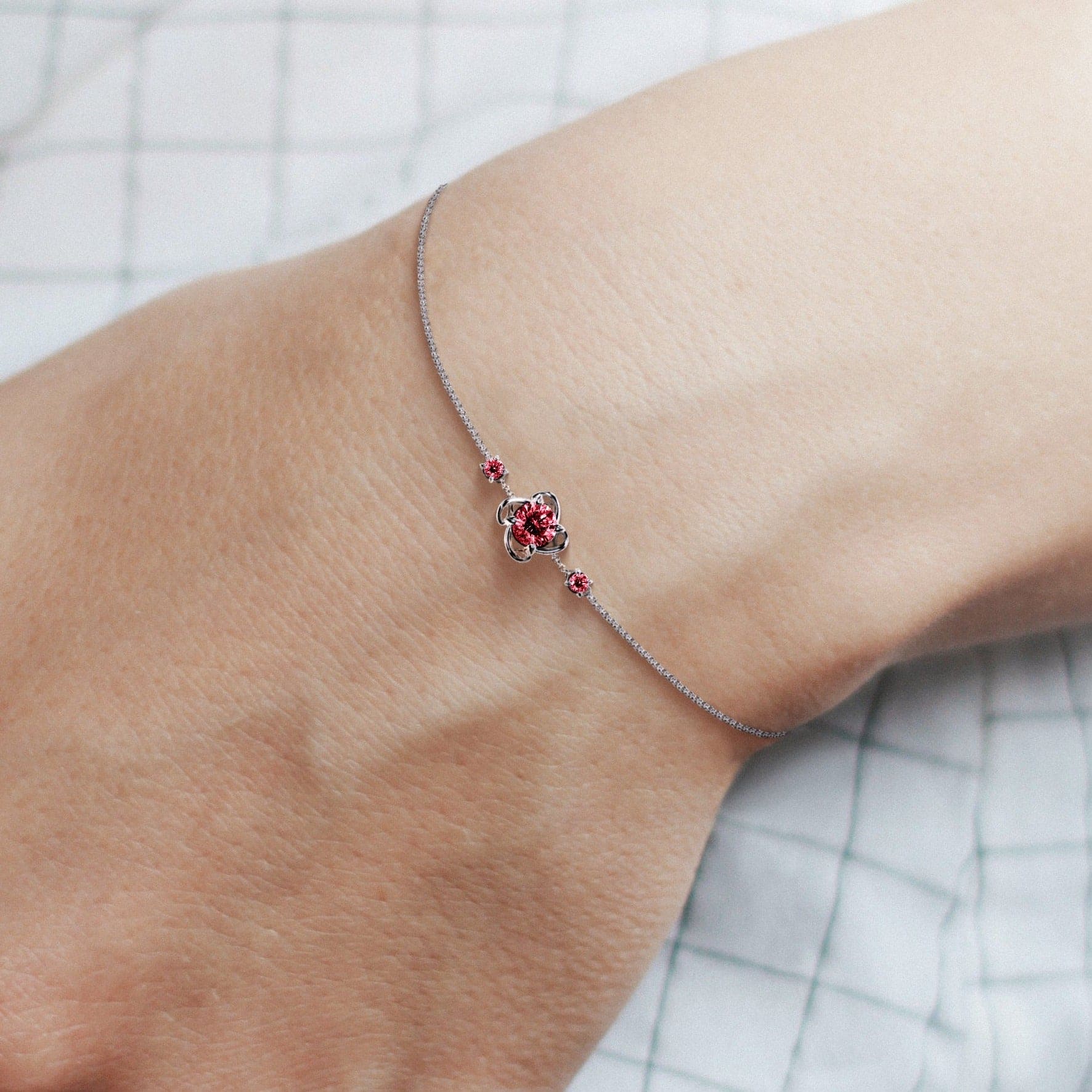 January Garnet Birthstone Bracelet - S925 Sterling Silver