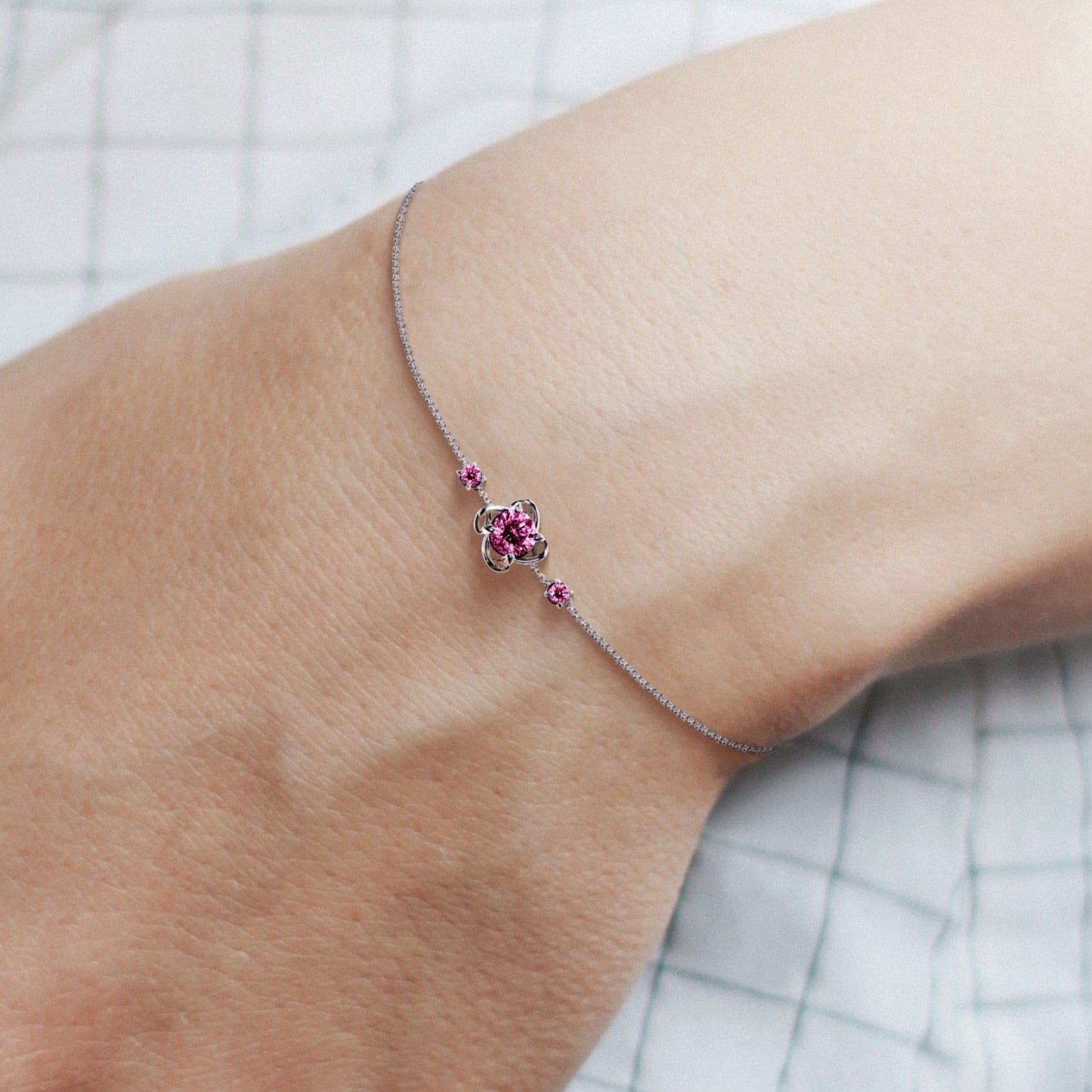 October Tourmaline Birthstone Bracelet - S925 Sterling Silver