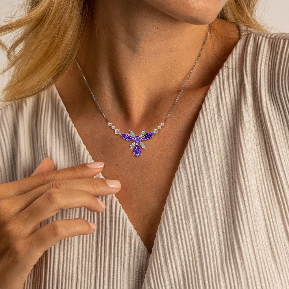 Blossom: Floral Brilliant-Cut Necklace - S925 Sterling Silver