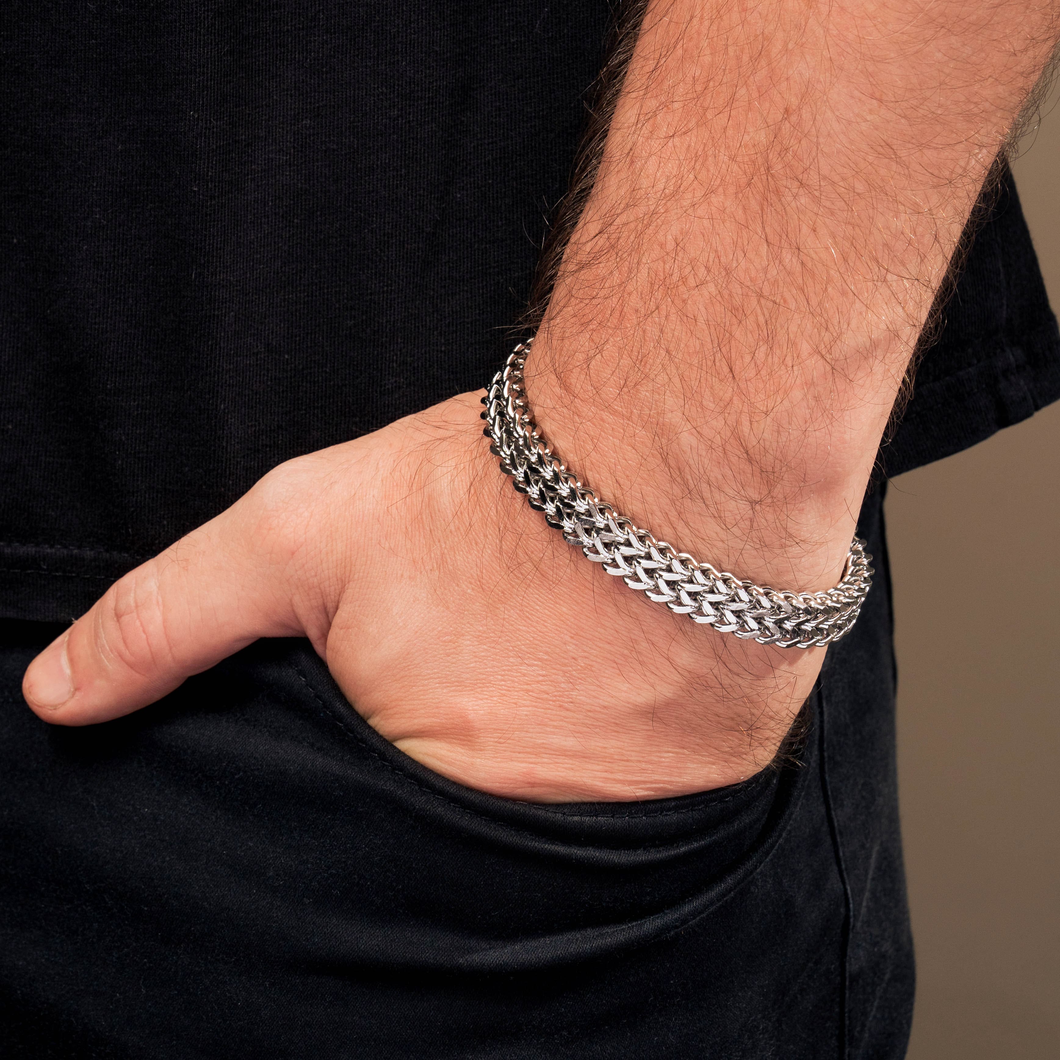 Men's 'Love You Forever' Steel Chain Bracelet
