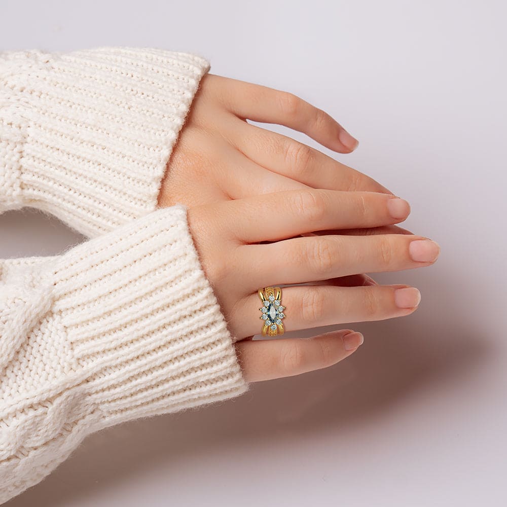 Marquise Brilliance: Gem Cluster Ring - 18K Gold Vermeil