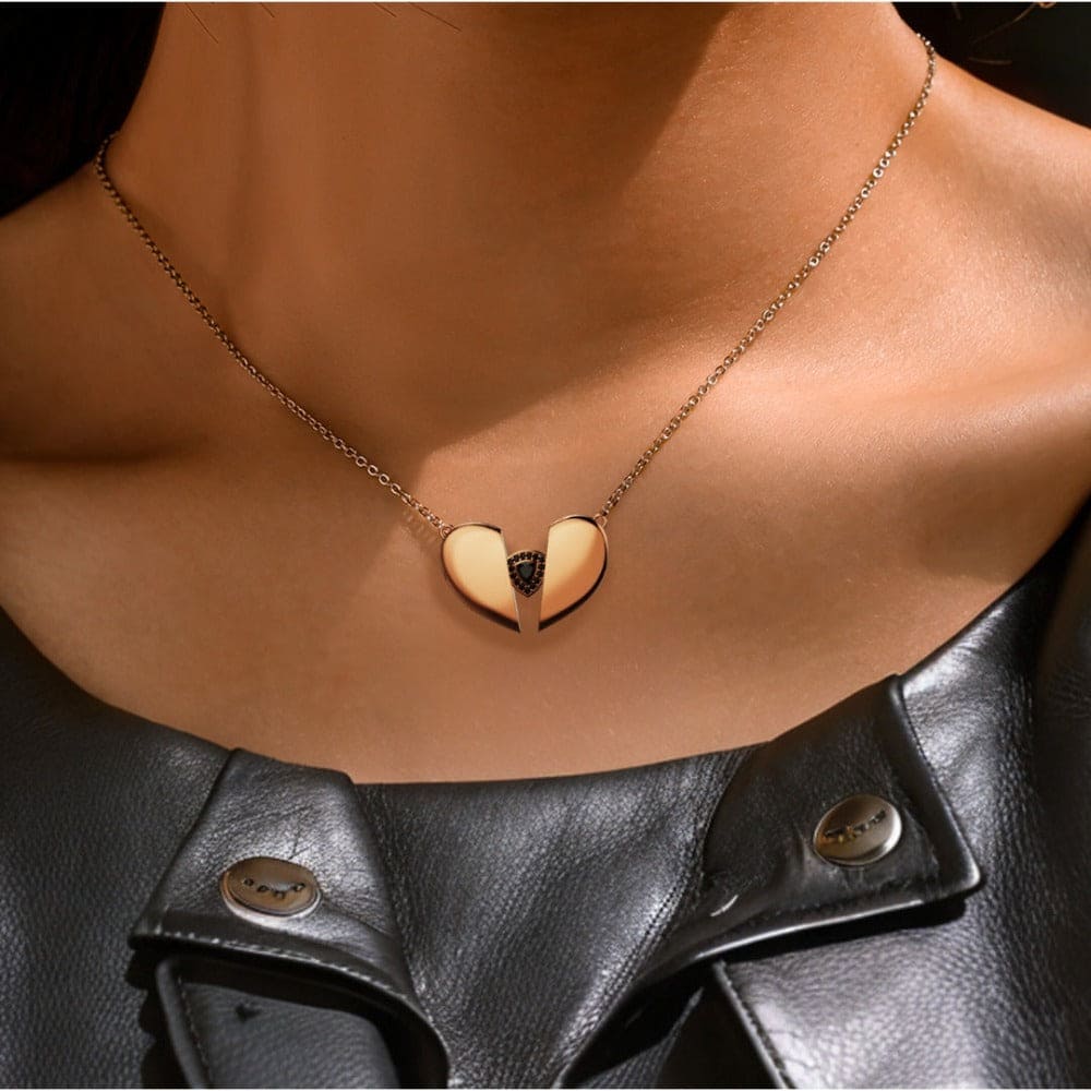 Midnight Tear - Fallen Angel Black Diamond Trinity Heart Necklace