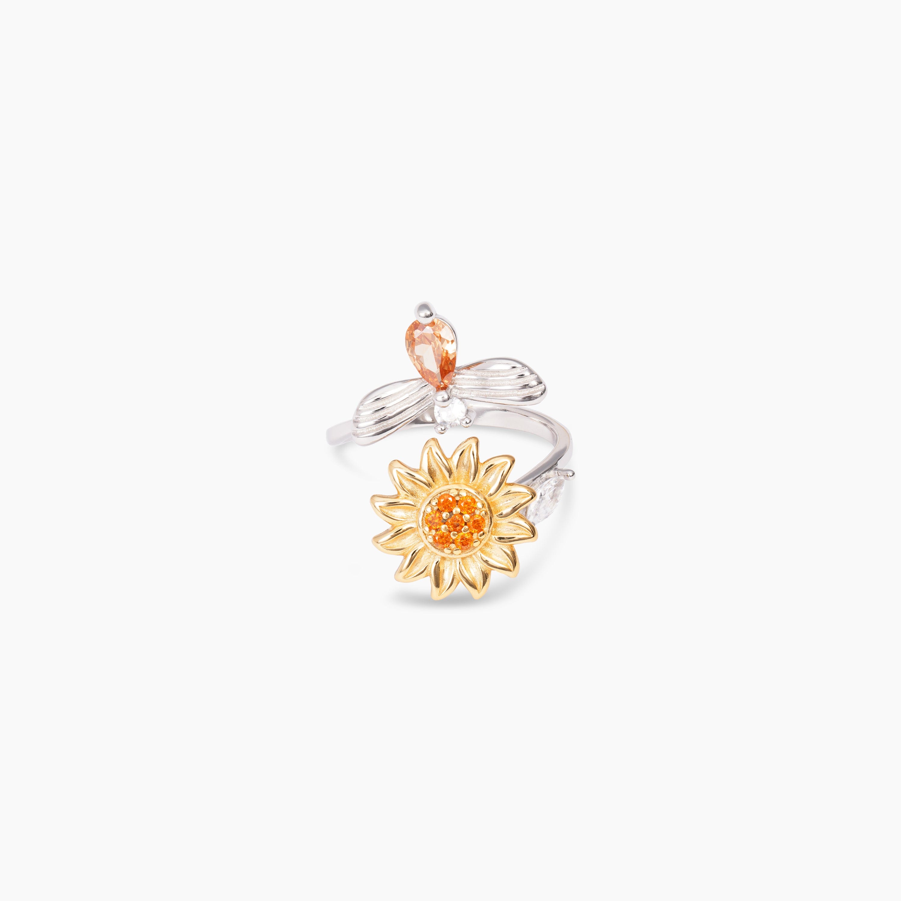 Spinning Sunflower Ring - Sterling Silver