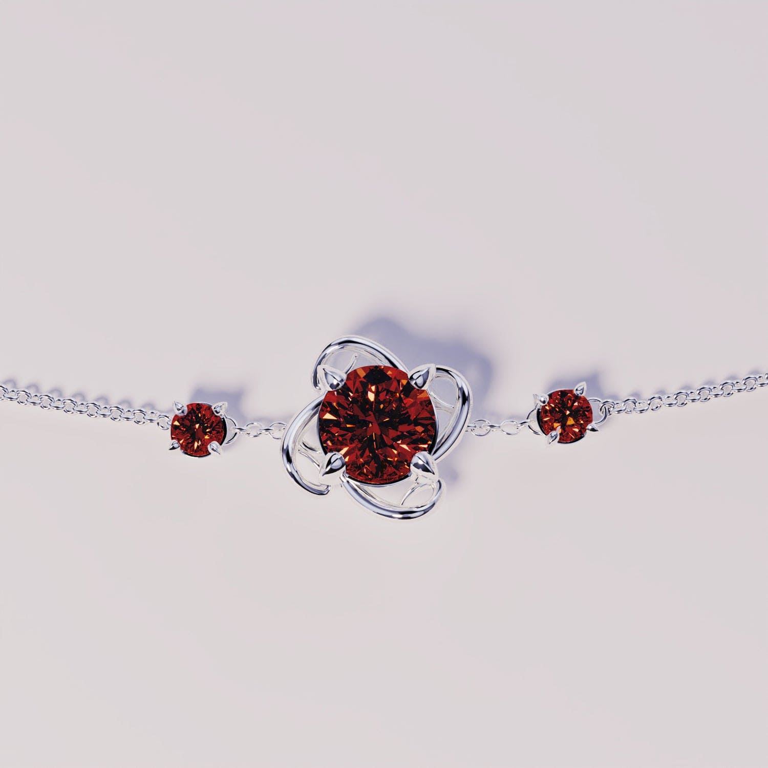 July Ruby Birthstone Bracelet - S925 Sterling Silver