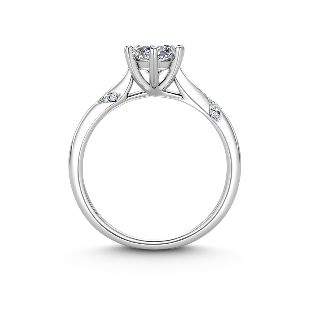 Anillo solitario de moissanita de corte redondo de 6 puntas