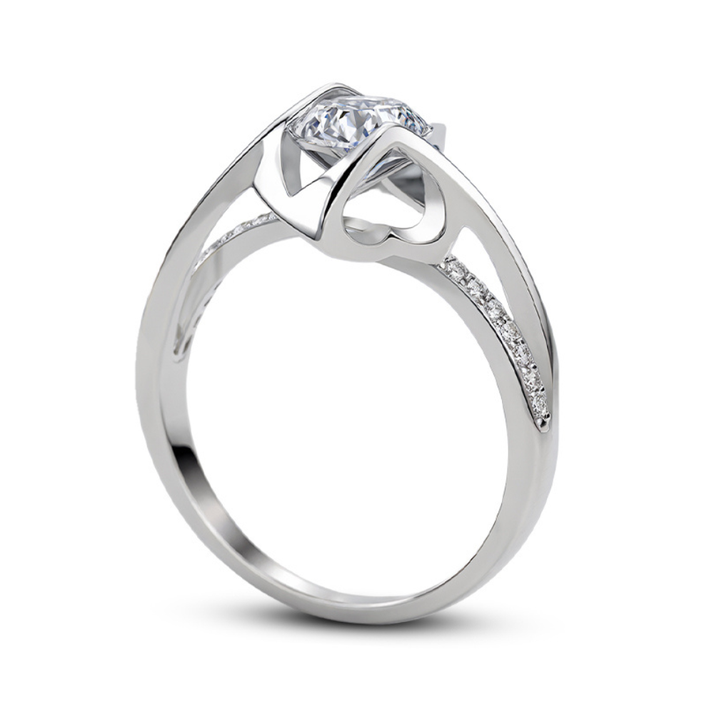 Anillo de moissanita de corte redondo trenzado de 1 quilates