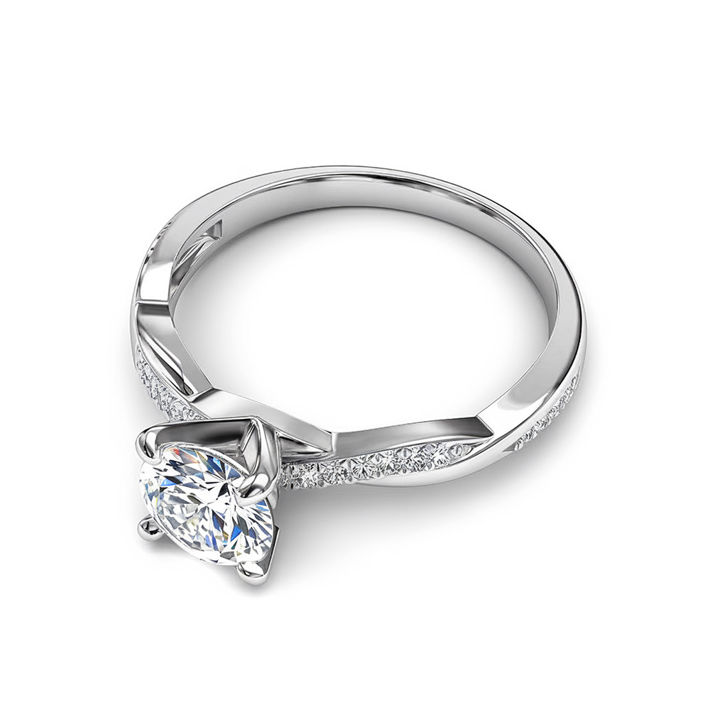 Twisted Band 1CT Round Cut Moissanite Ring