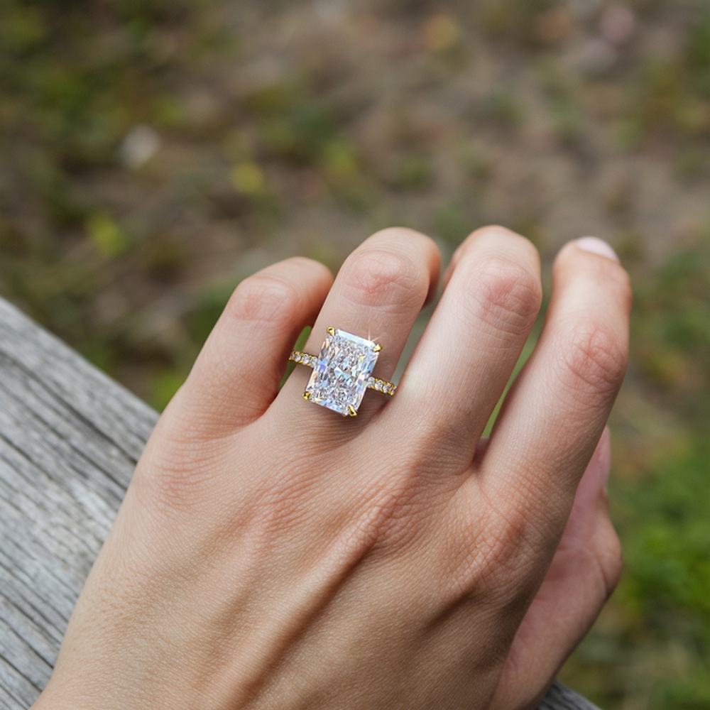 3CT Radiant Cut Moissanite Eternity Ring